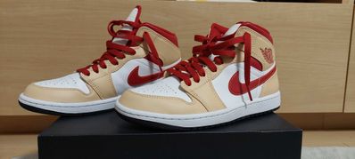 Nike Air Jordan 1 Mid "Beige/Cardinal Red"