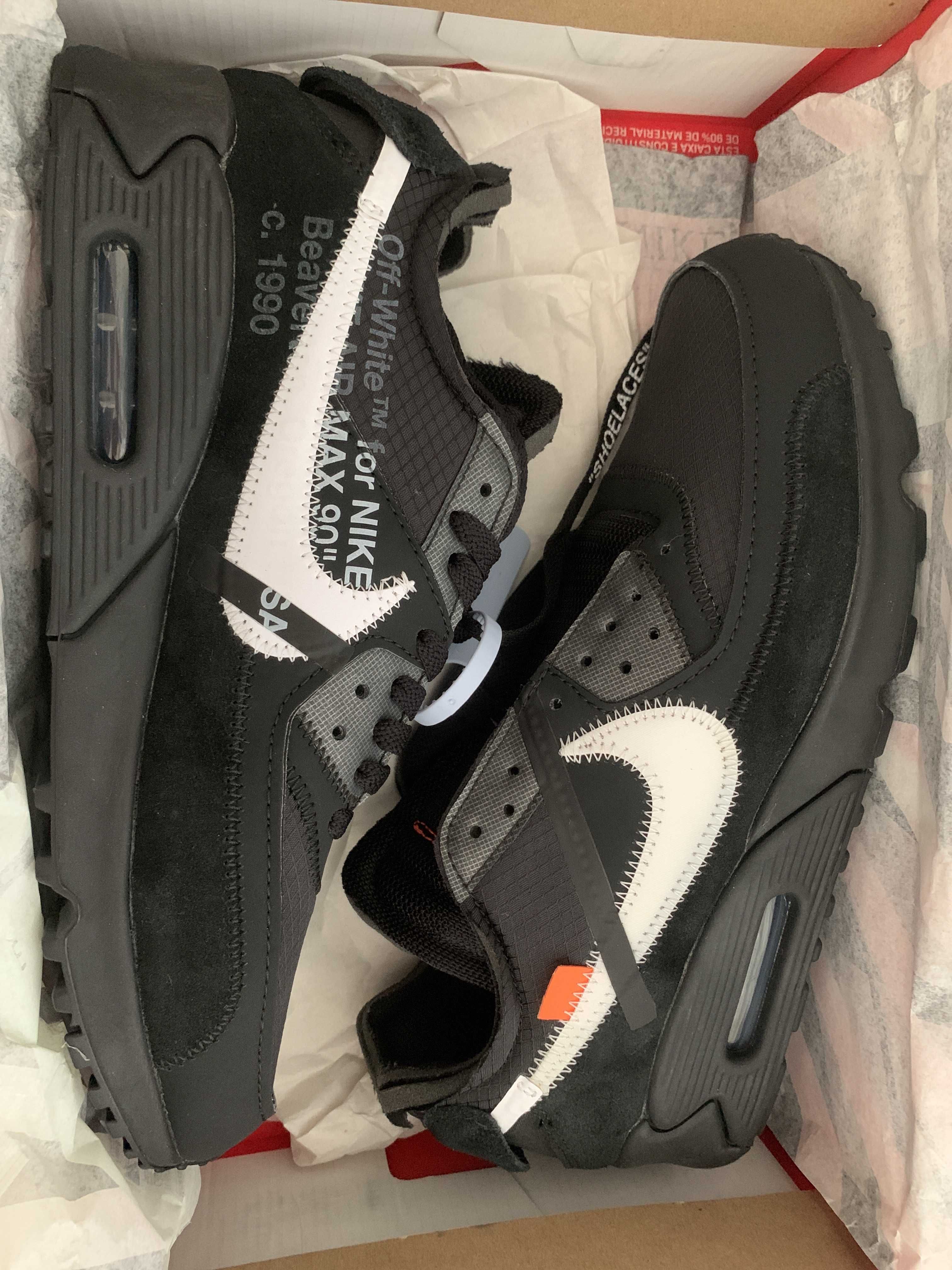Off-White × Nike Air Max 90 "Black/Black-Cone-White"
