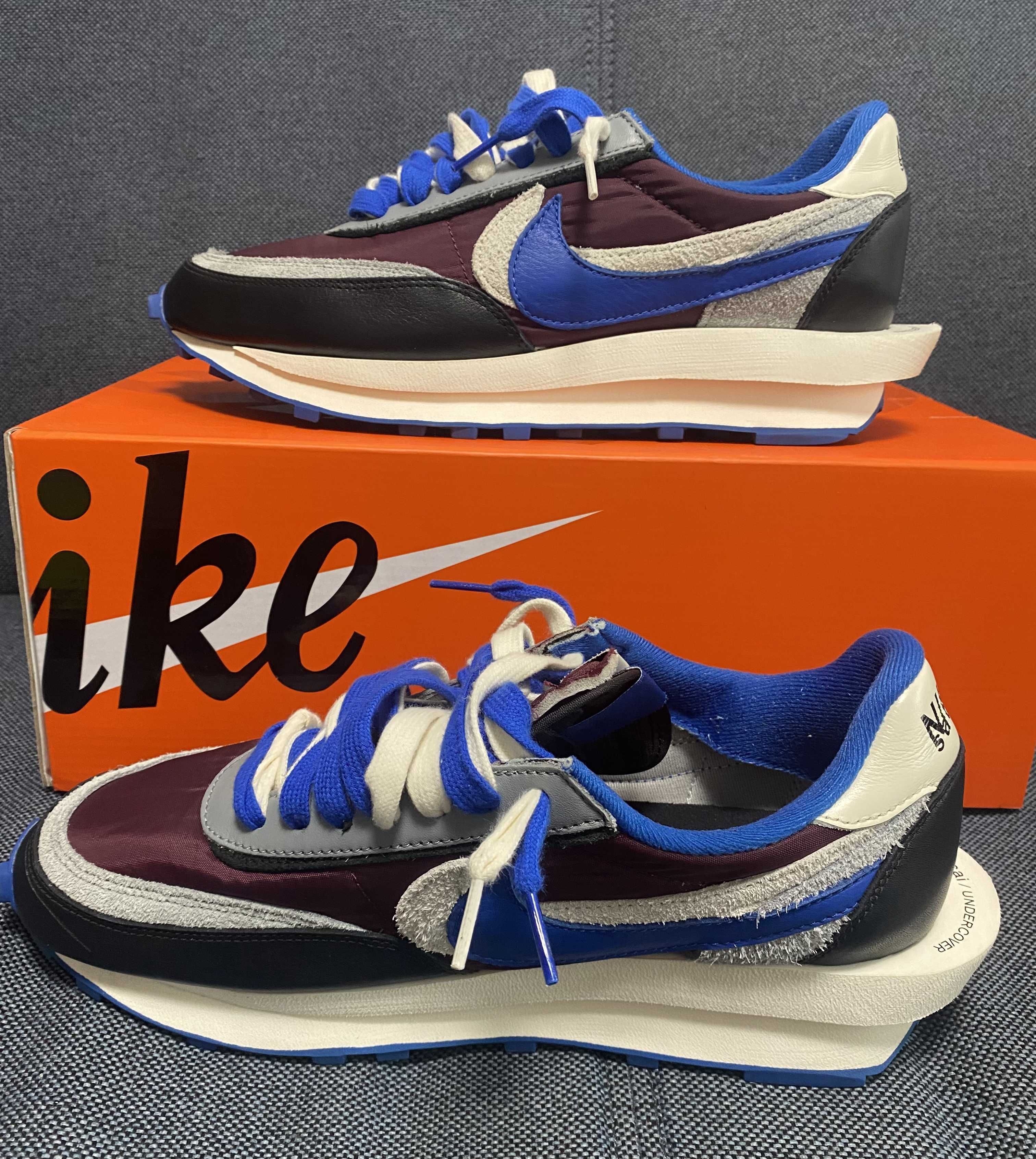 UNDERCOVER × sacai × Nike LD Waffle "Night Maroon/Pale Ivory-Ground Grey-Team Royal"
