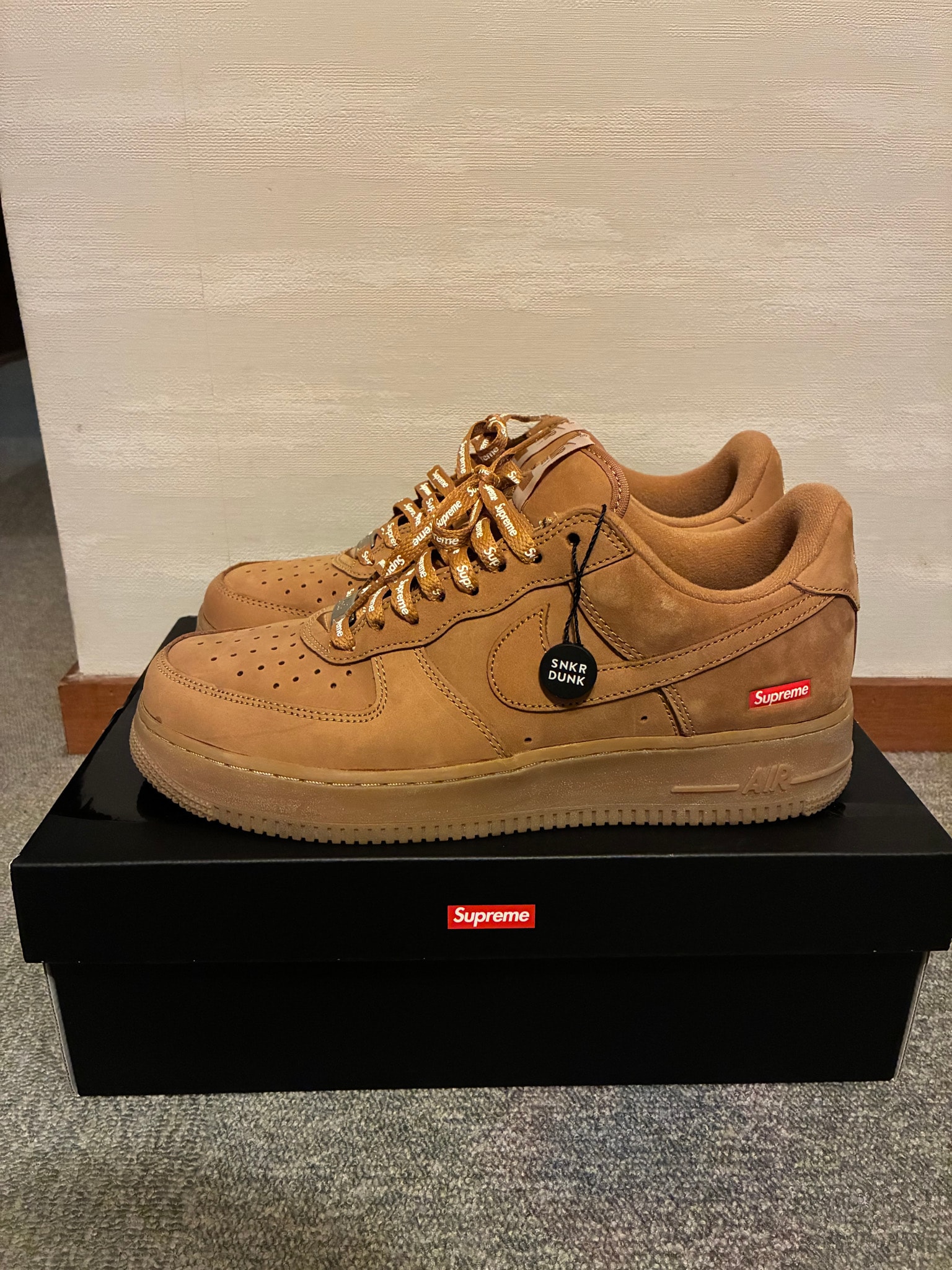 Supreme × Nike Air Force 1 Low "Flax/Wheat"