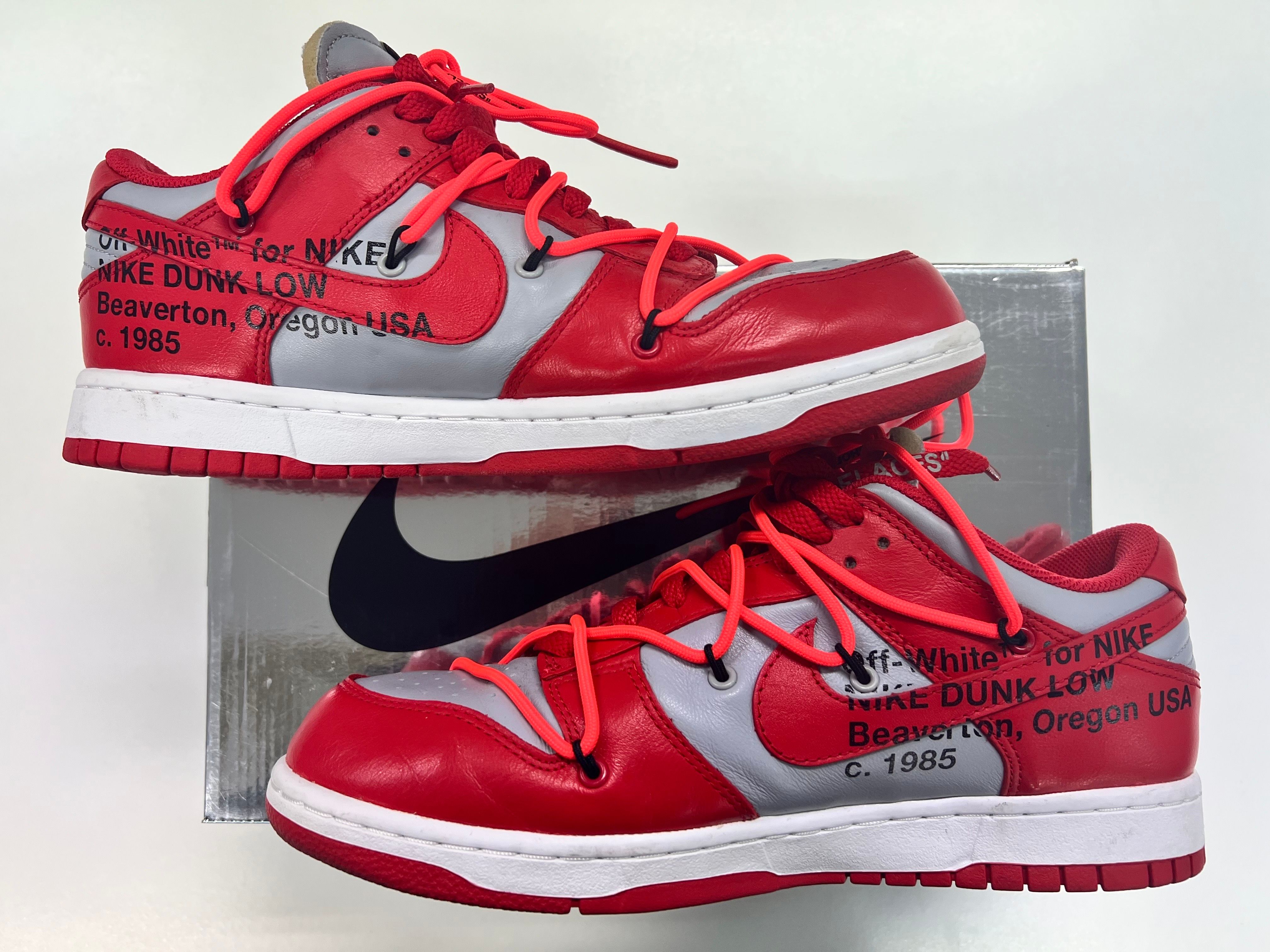 Off-White × Nike Dunk Low "University Red/Wolf Grey"