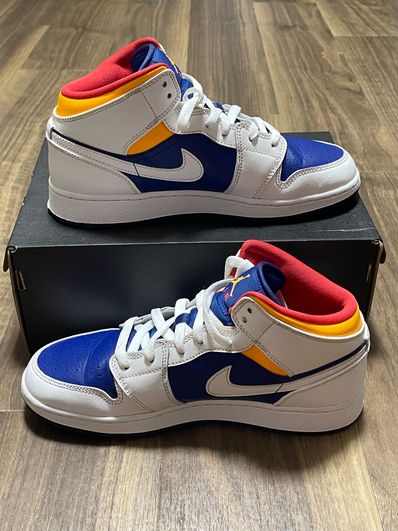NIKE AIR JORDAN 1 MID GS "WHITE/NAVY/YELLOW"