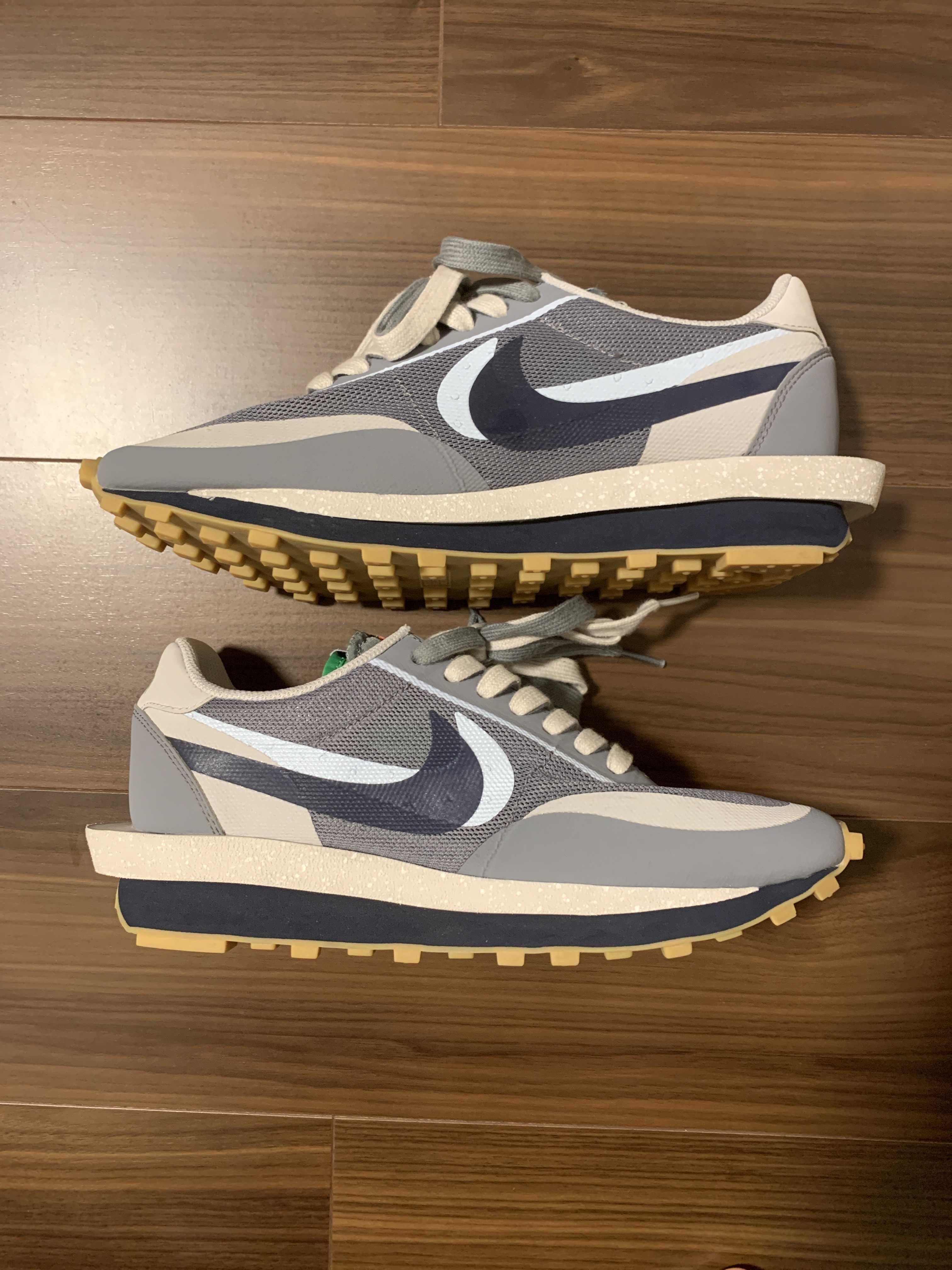 CLOT × Sacai × Nike LD Waffle "Grey Obsidian/Cool Grey"