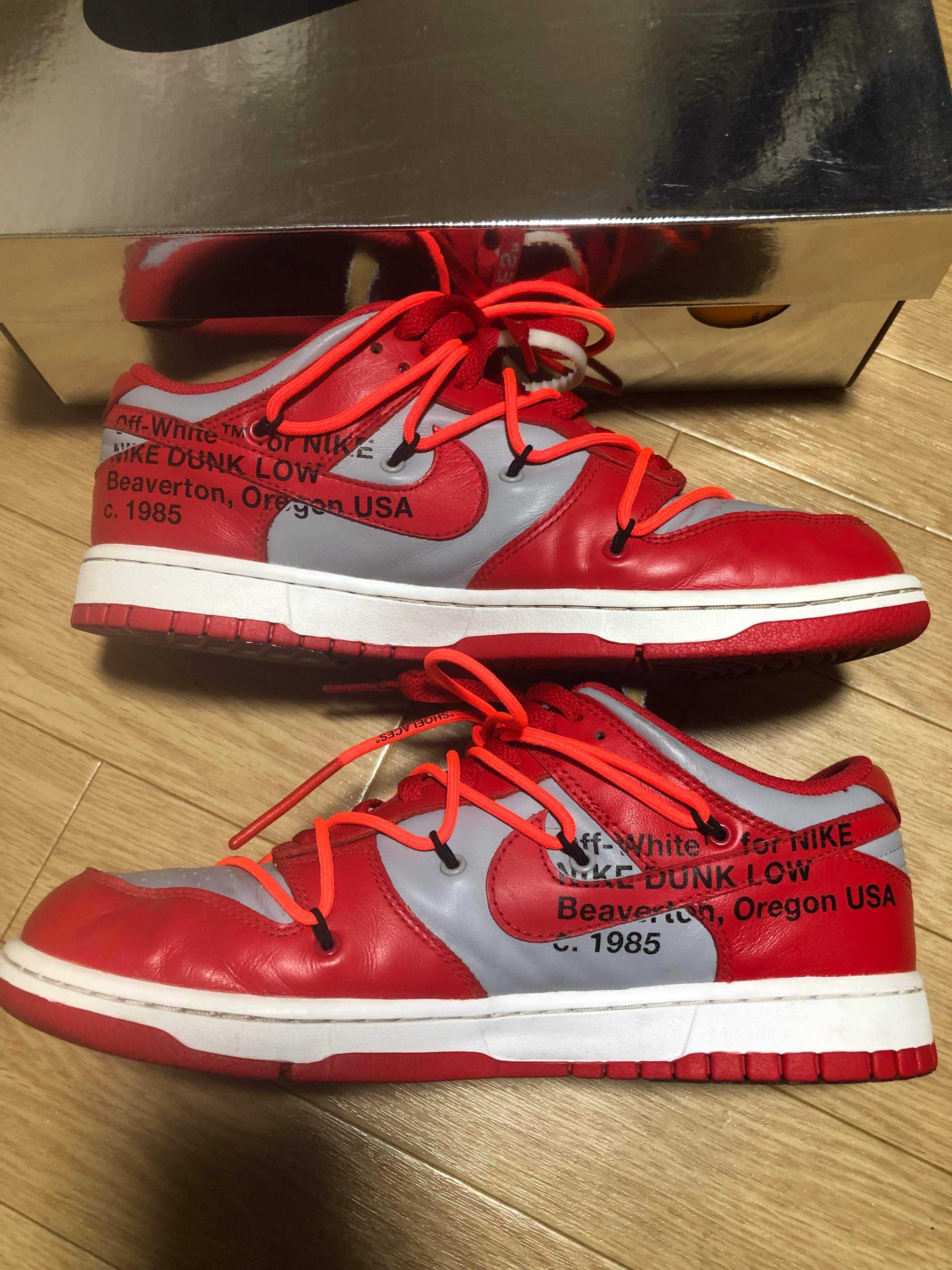 Off-White × Nike Dunk Low "University Red/Wolf Grey"