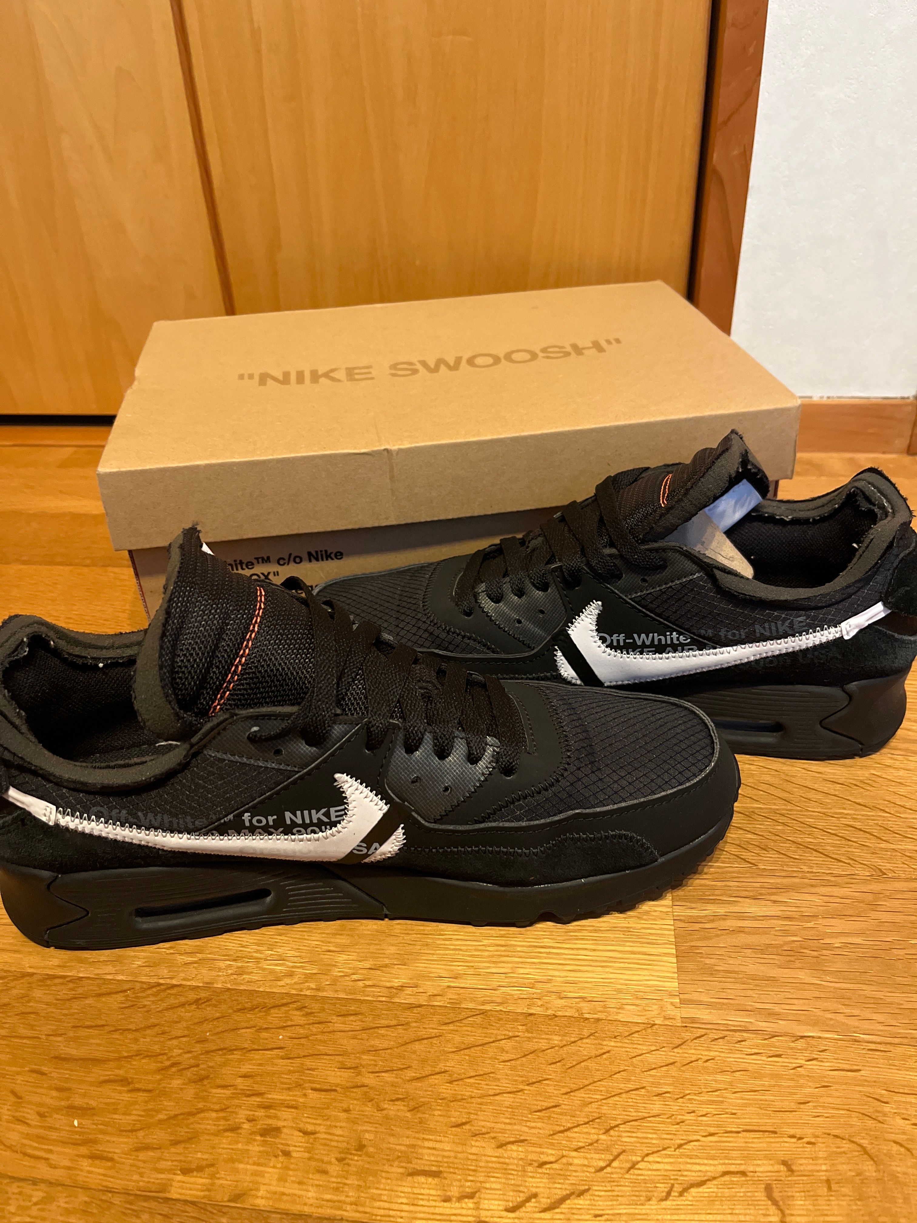 Off-White × Nike Air Max 90 "Black/Black-Cone-White"