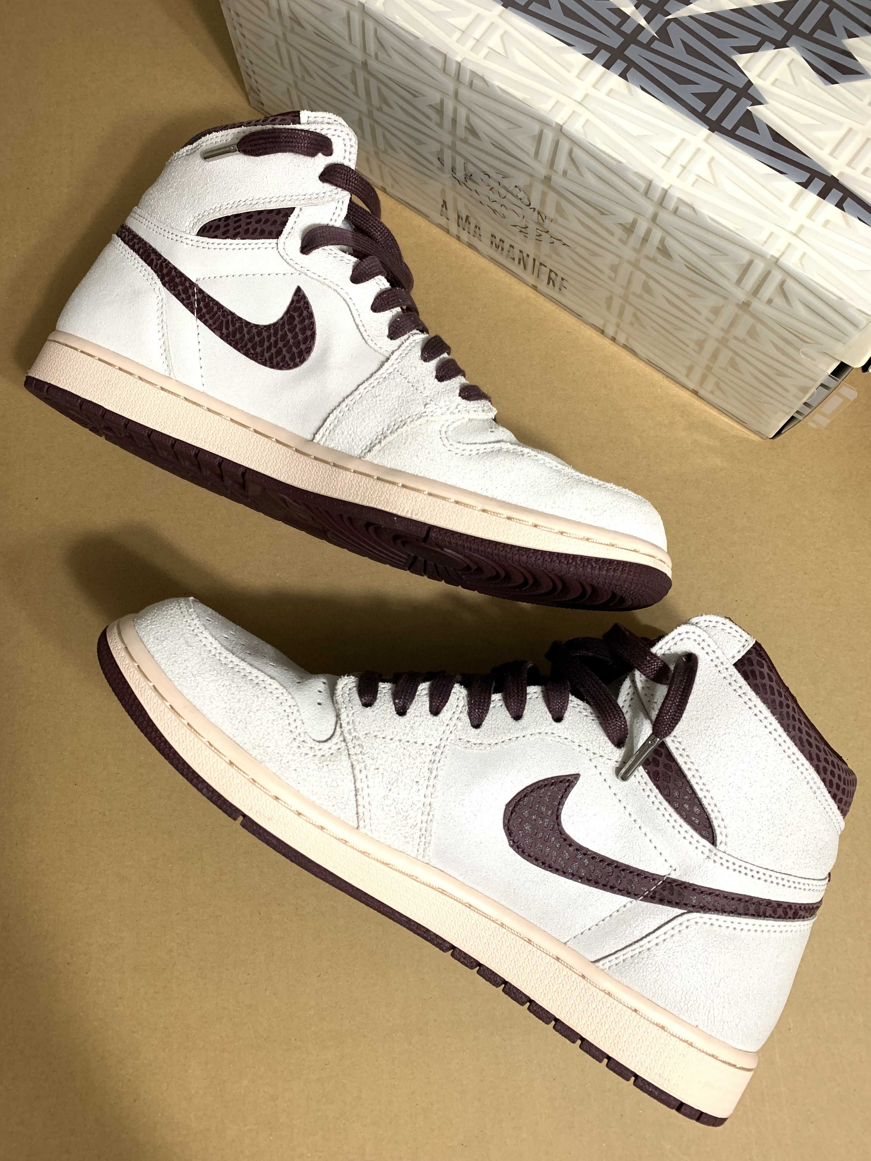 A Ma Maniere × Nike Air Jordan 1 Retro High OG "Sail and Burgundy"