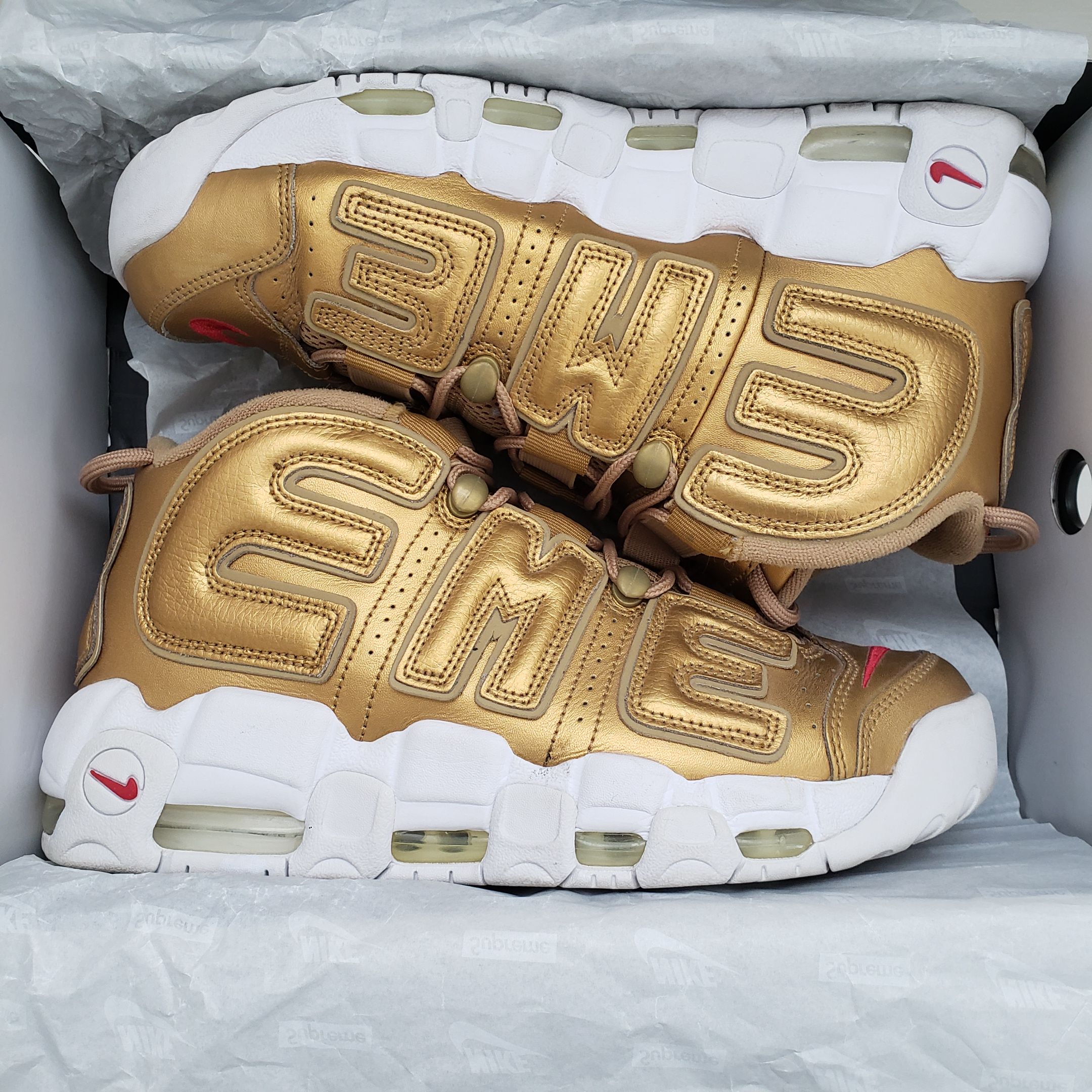 Supreme × Nike Air More Uptempo "Metallic Gold"