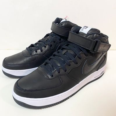 Stussy × Nike Air Force 1 Mid "Black/Black"