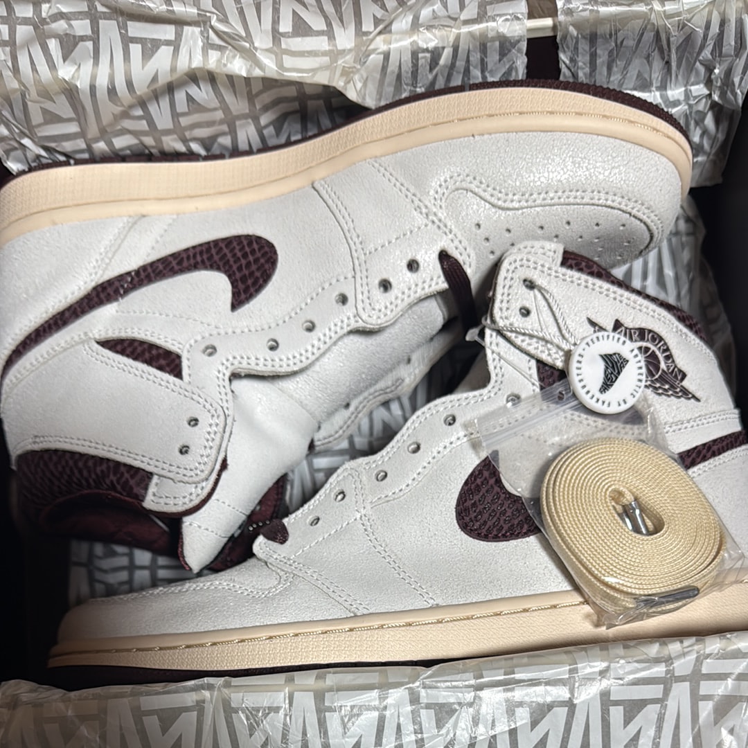 A Ma Maniere × Nike Air Jordan 1 Retro High OG "Sail and Burgundy"