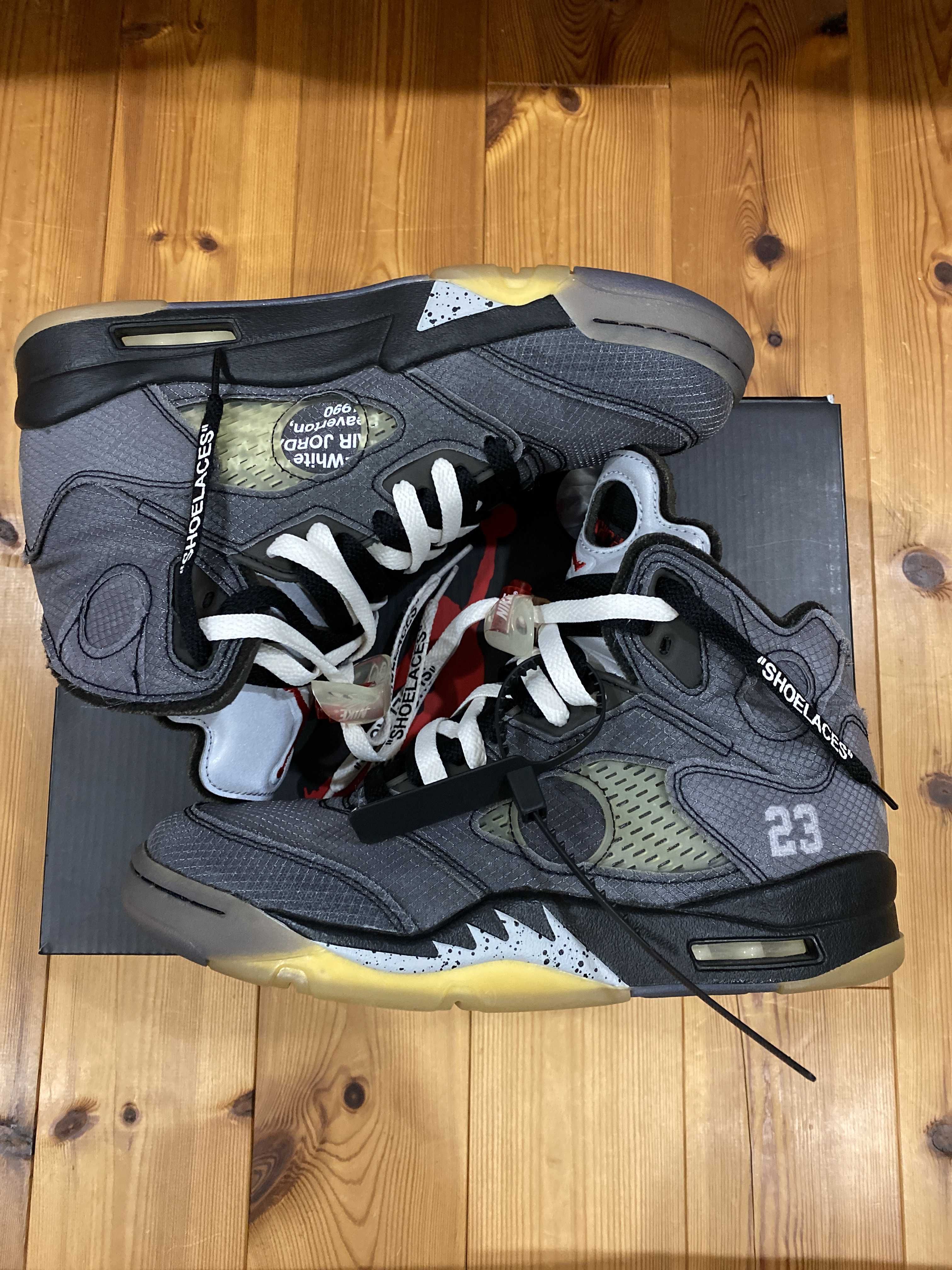 Off-White × Nike Air Jordan 5 "Black/Muslin/Fire Red"