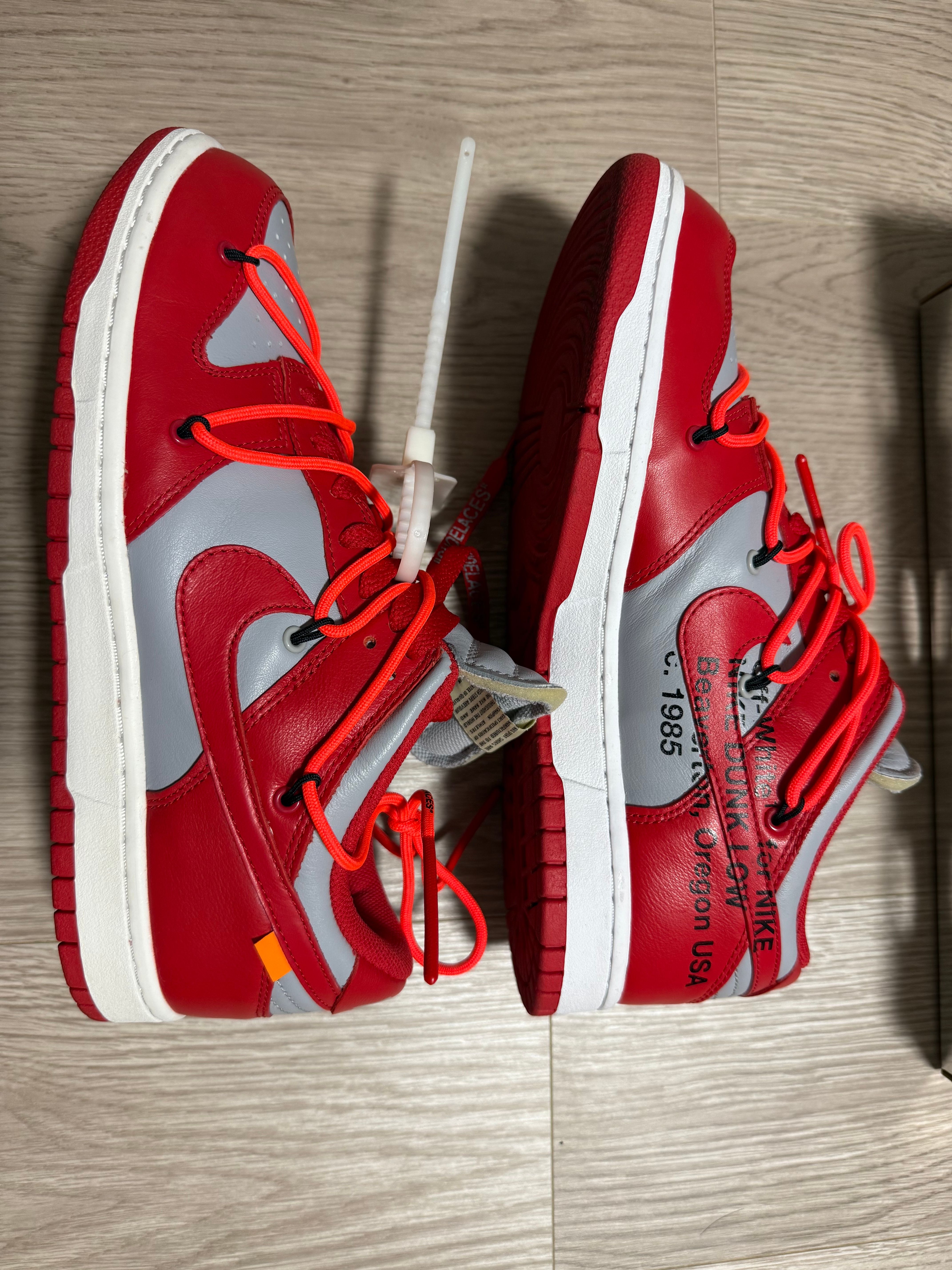 Off-White × Nike Dunk Low "University Red/Wolf Grey"