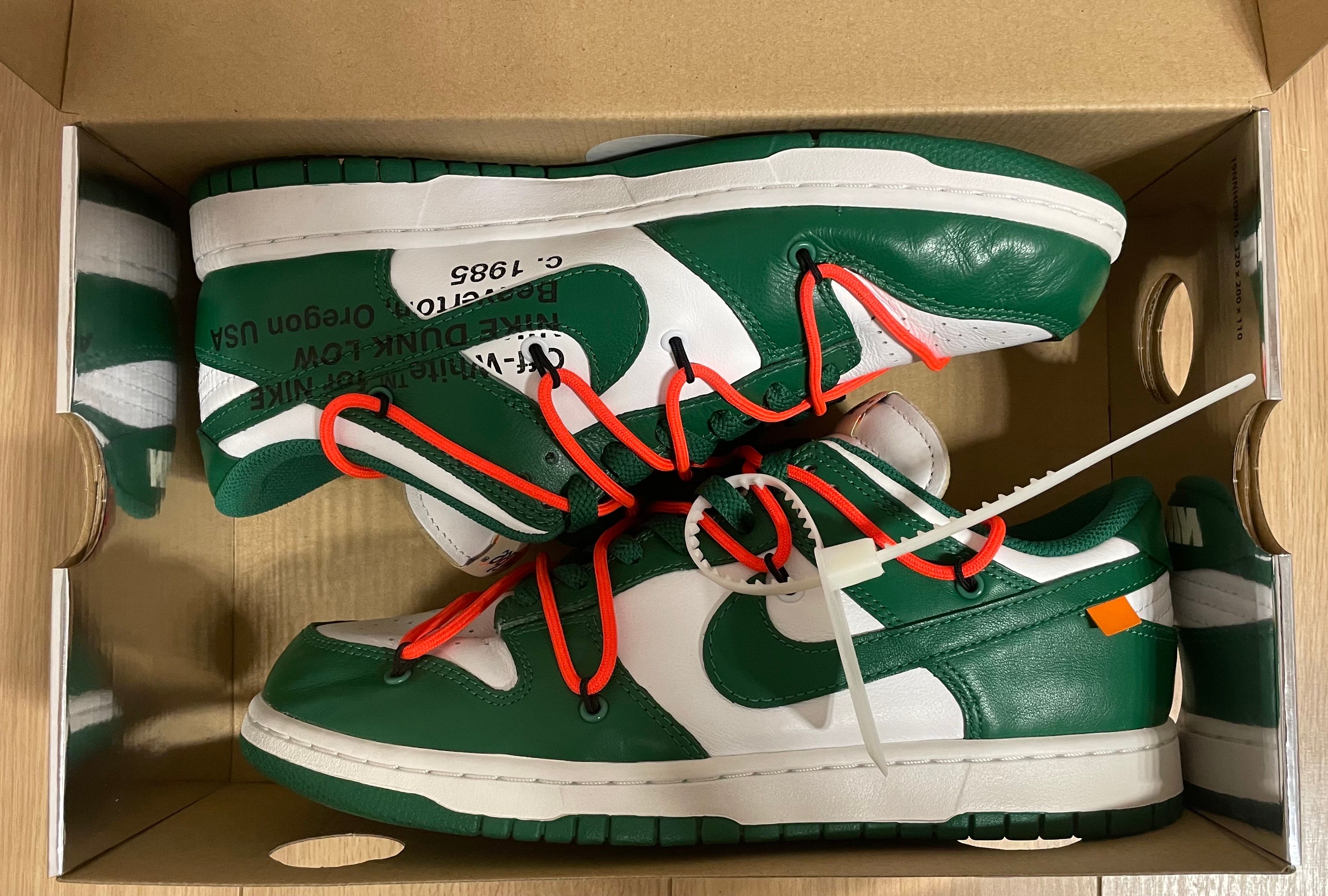 Off-White × Nike Dunk Low "White/Pine Green"