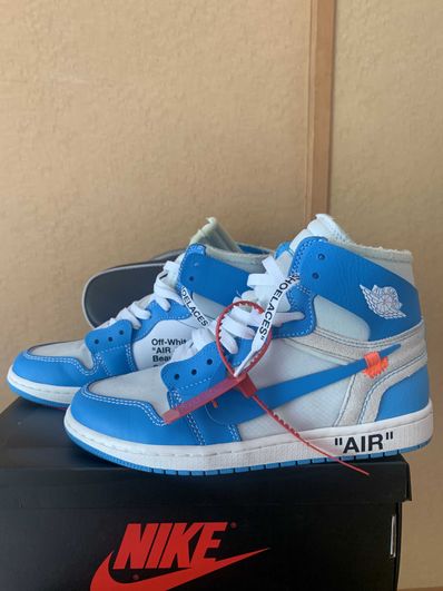 Off-White × Nike Air Jordan 1 High UNC "White/Dark Powder Blue"