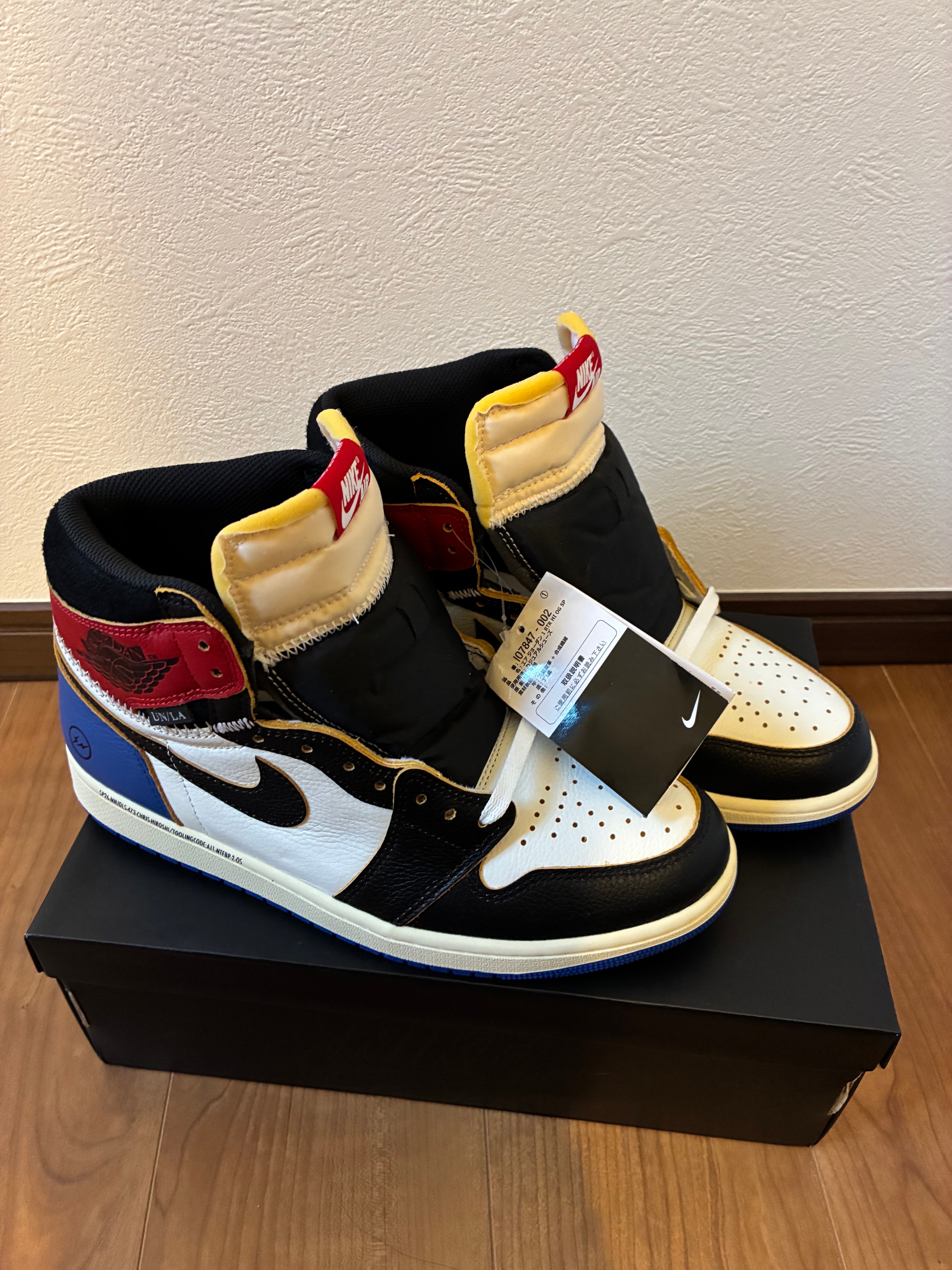 fragment design × UNION × Nike Air Jordan 1 High OG "Black/Varsity Red"