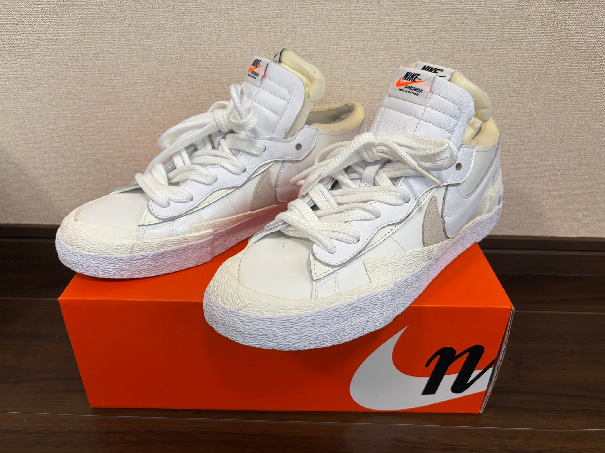 sacai × Nike Blazer Low "White Patent Leather"