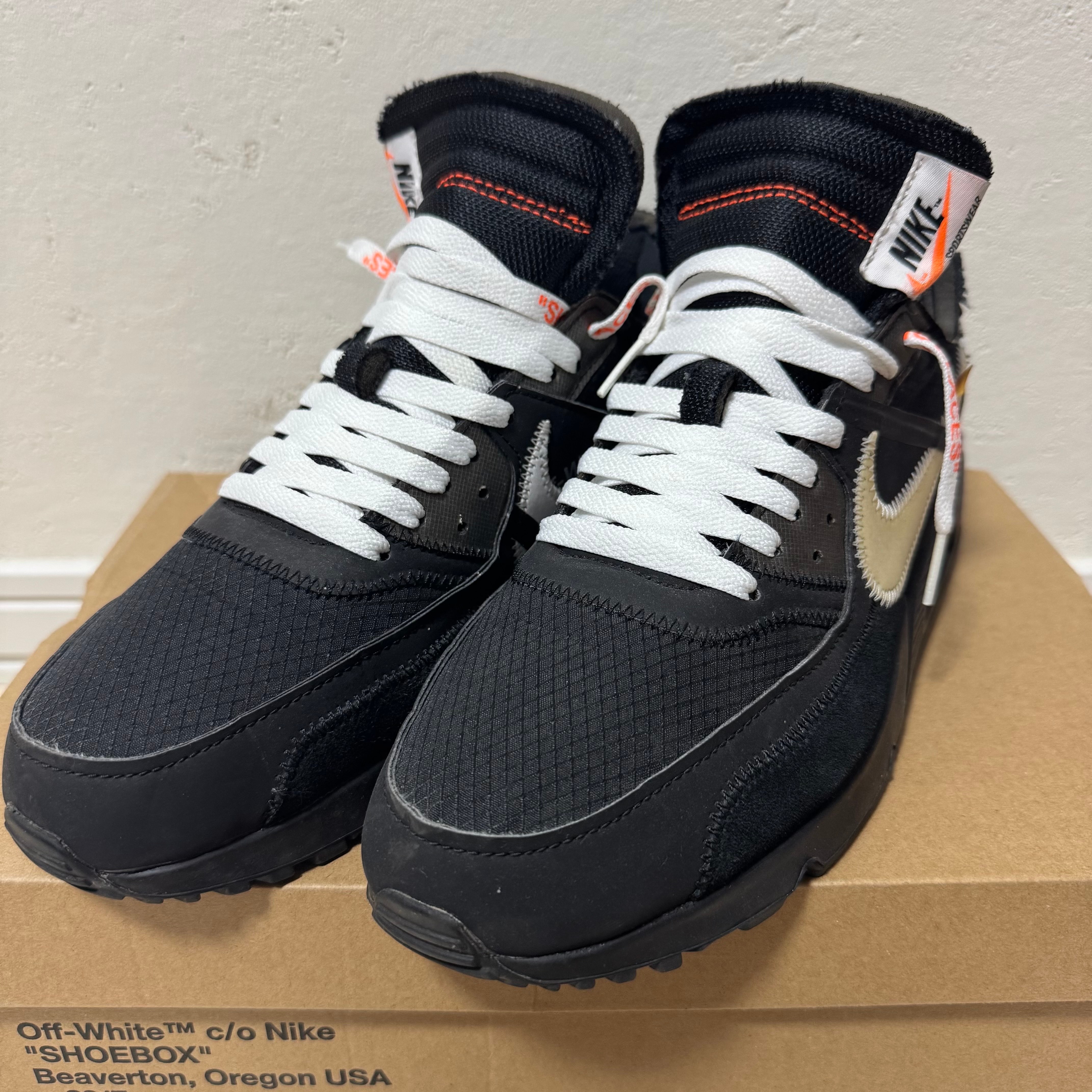 Off-White × Nike Air Max 90 "Black/Black-Cone-White"
