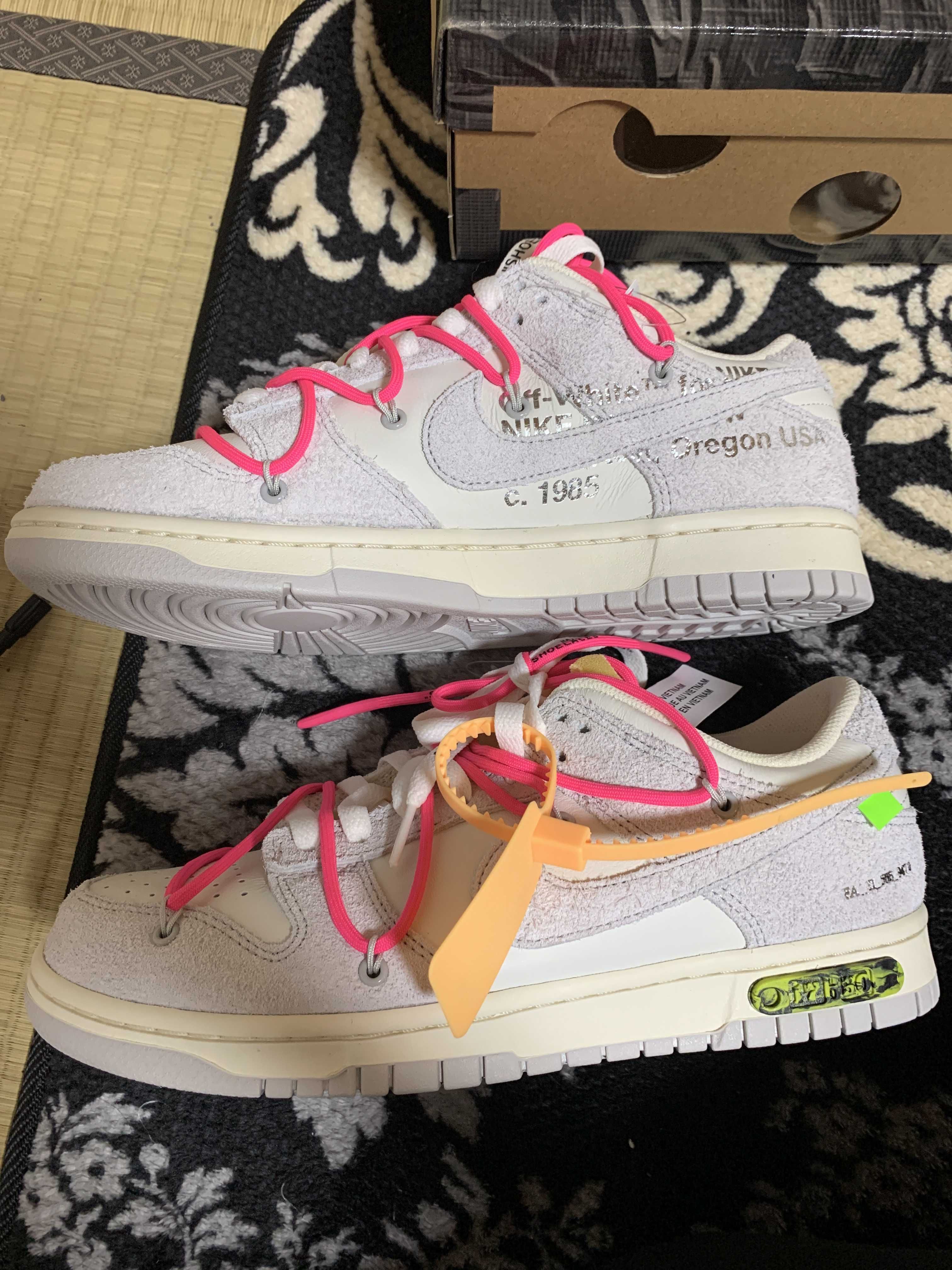 Off-White × Nike Dunk Low "Sail/Neutral Gray/Hyper Pink"