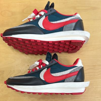 UNDERCOVER × sacai × Nike LD Waffle "Midnight Spruce/Pale Ivory-Dark Grey-University Red"