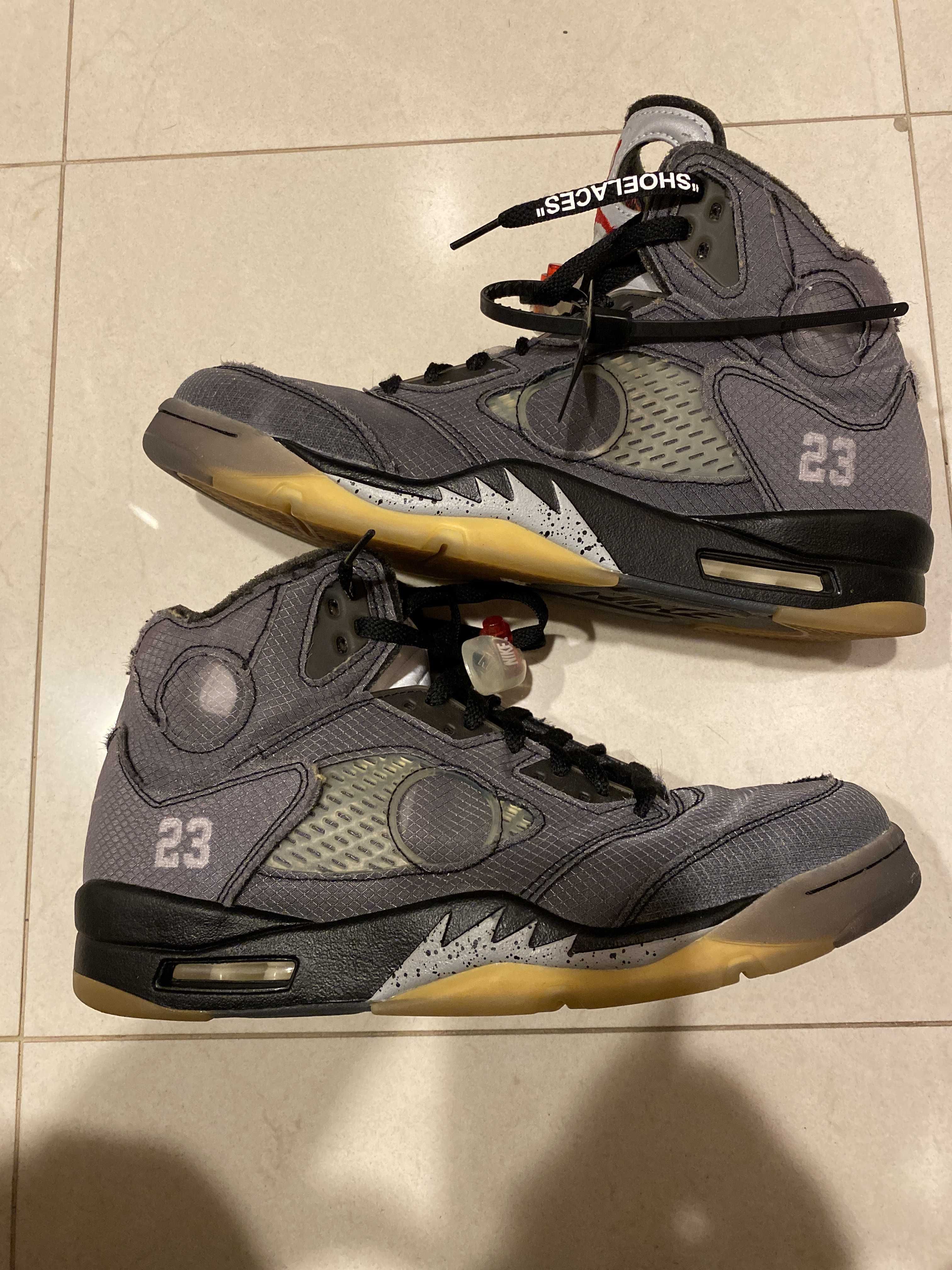 Off-White × Nike Air Jordan 5 "Black/Muslin/Fire Red"