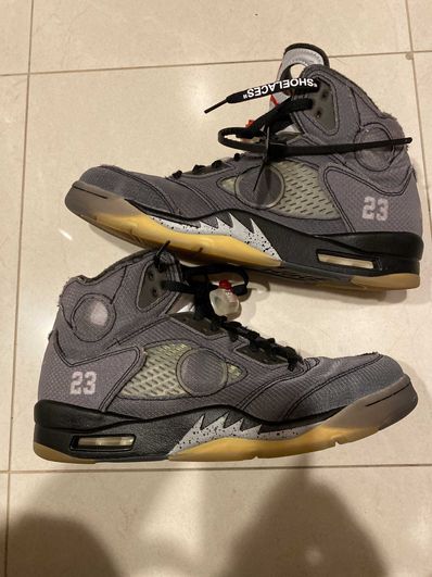 Off-White × Nike Air Jordan 5 "Black/Muslin/Fire Red"