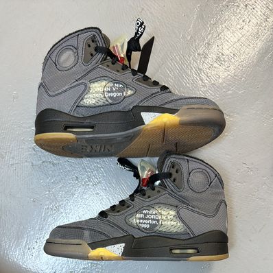 Off-White × Nike Air Jordan 5 "Black/Muslin/Fire Red"