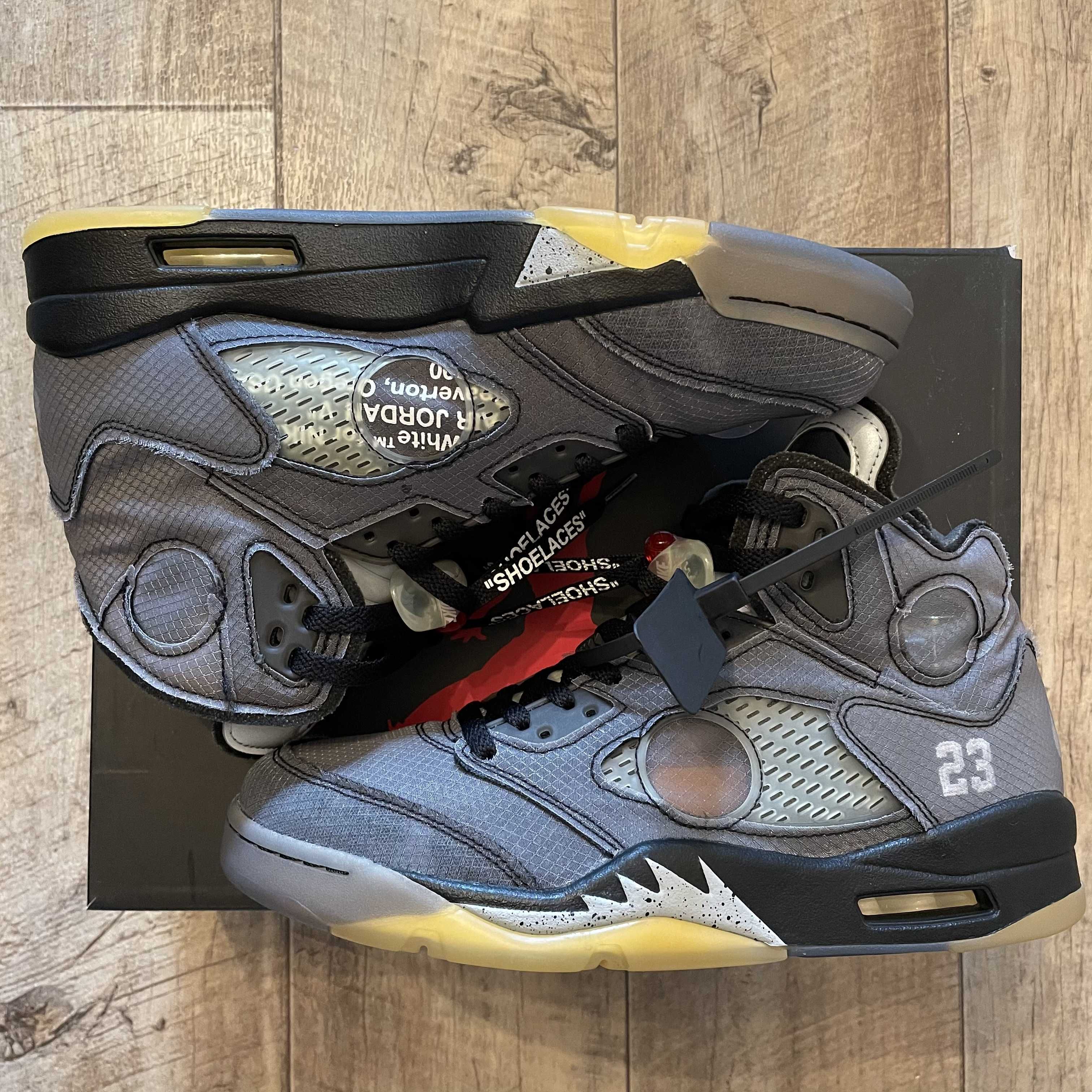 Off-White × Nike Air Jordan 5 "Black/Muslin/Fire Red"