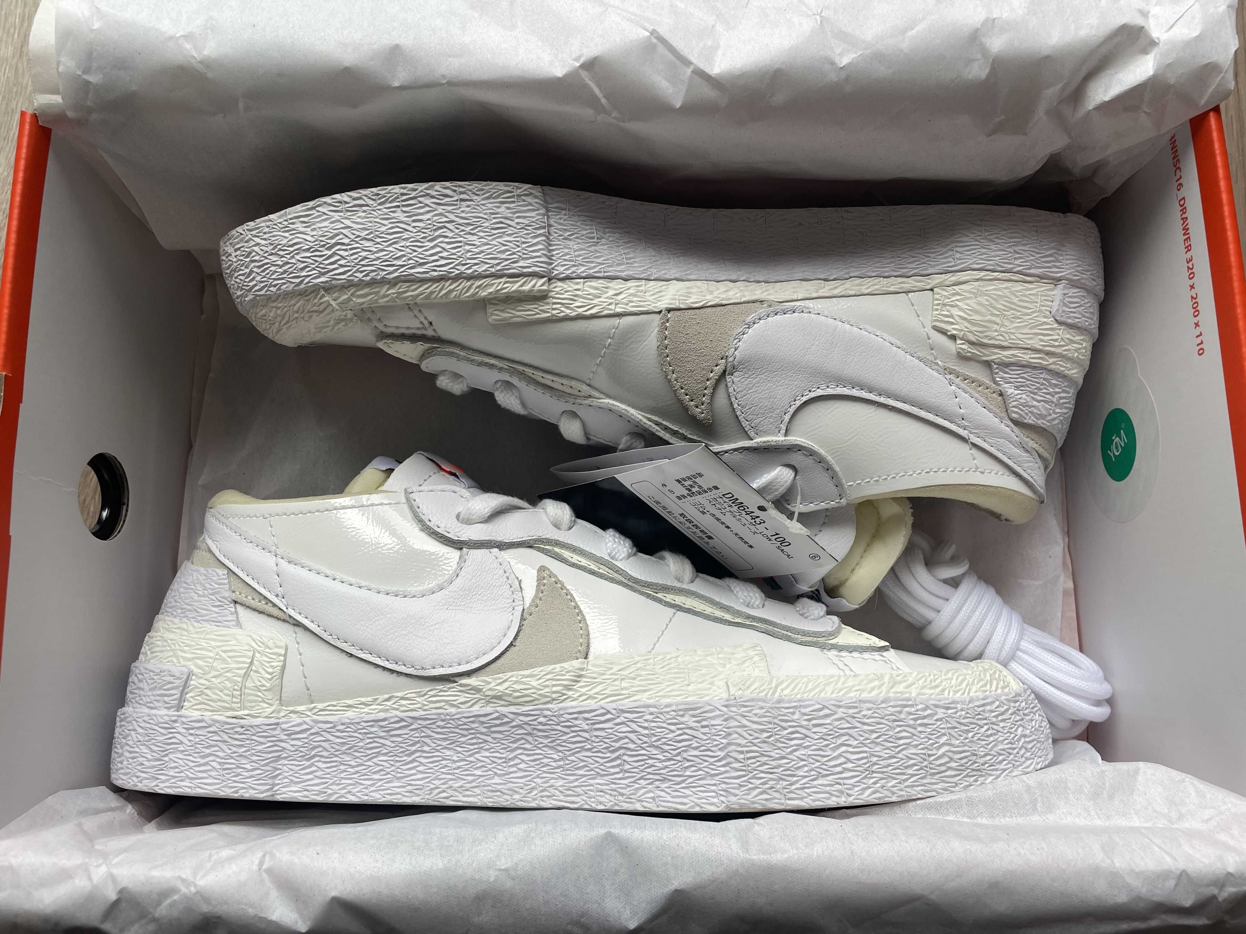 sacai × Nike Blazer Low "White Patent Leather"