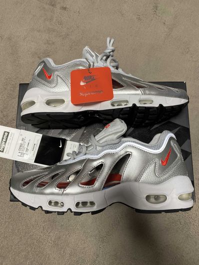 Supreme × Nike Air Max 96 "Metallic Silver/Speed Red/Clear"