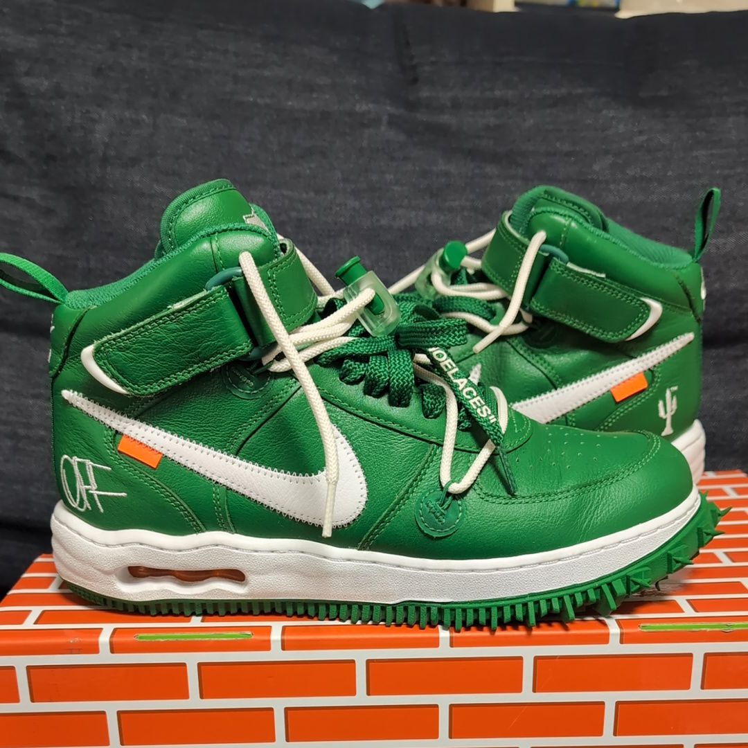 Off-White × Nike Air Force 1 Mid SP LTHR "Pine Green"