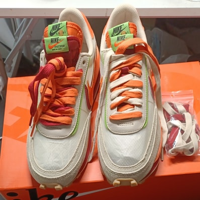 CLOT × Sacai × Nike LD Waffle "Orange Blaze"