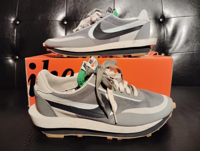 CLOT × Sacai × Nike LD Waffle "Grey Obsidian/Cool Grey"