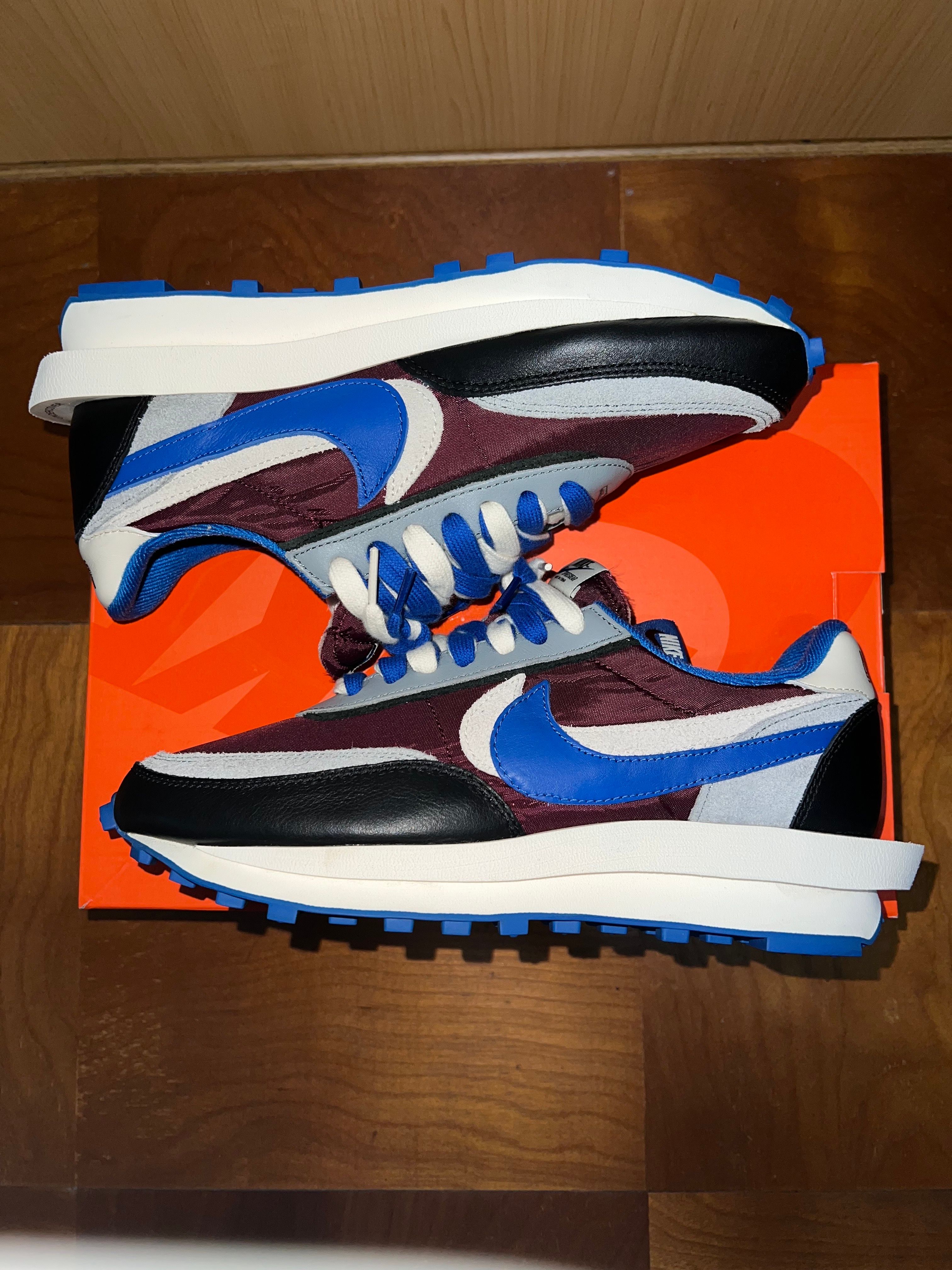 UNDERCOVER × sacai × Nike LD Waffle "Night Maroon/Pale Ivory-Ground Grey-Team Royal"