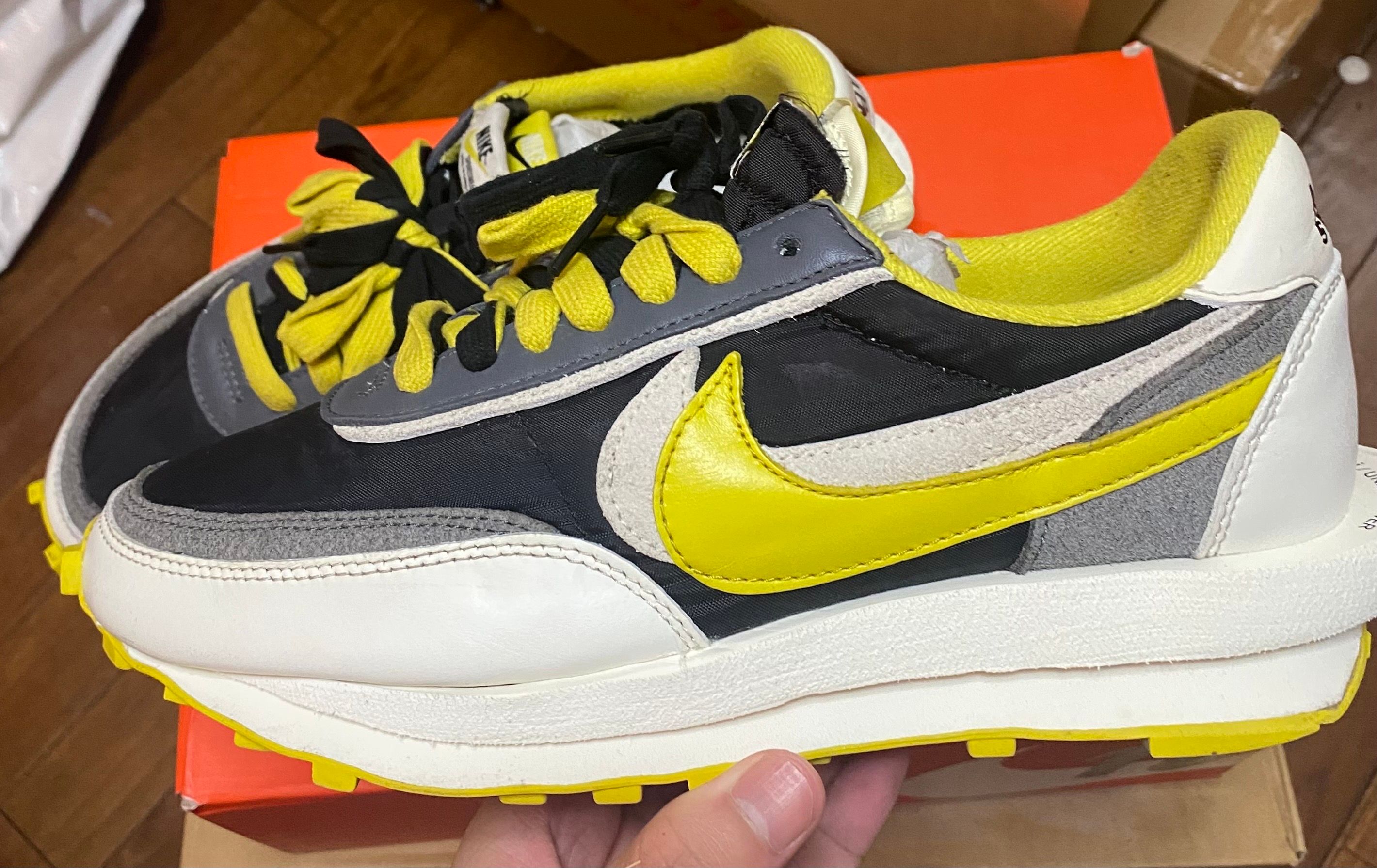 UNDERCOVER × sacai × Nike LD Waffle "Black/Sail-Dark Grey-Bright Citron"