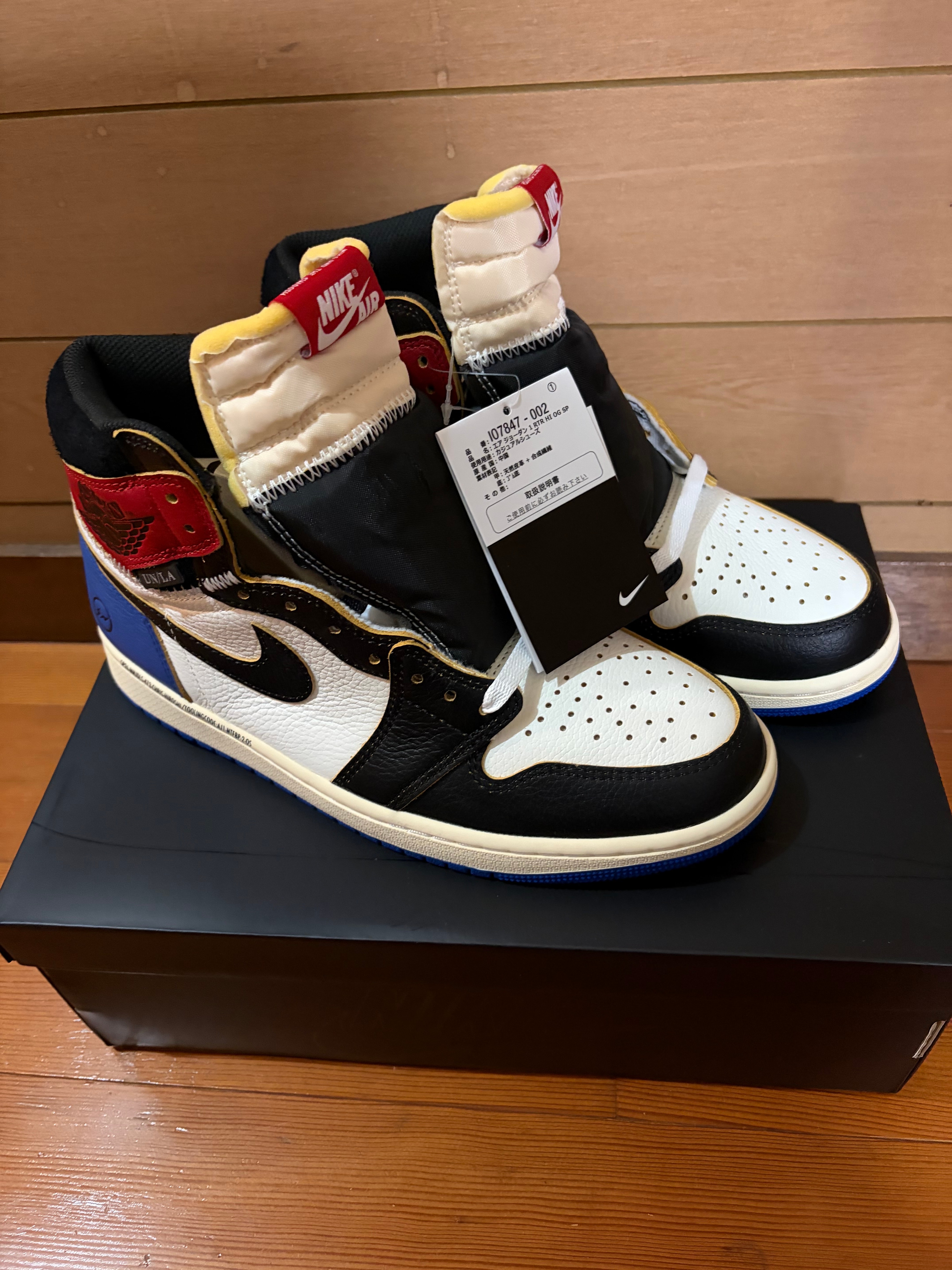 fragment design × UNION × Nike Air Jordan 1 High OG "Black/Varsity Red"