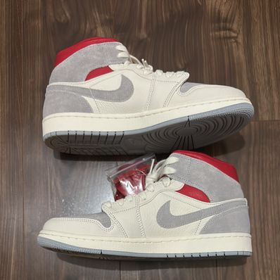 SNS×NIKE AIR JORDAN 1 MID "GREY/RED"