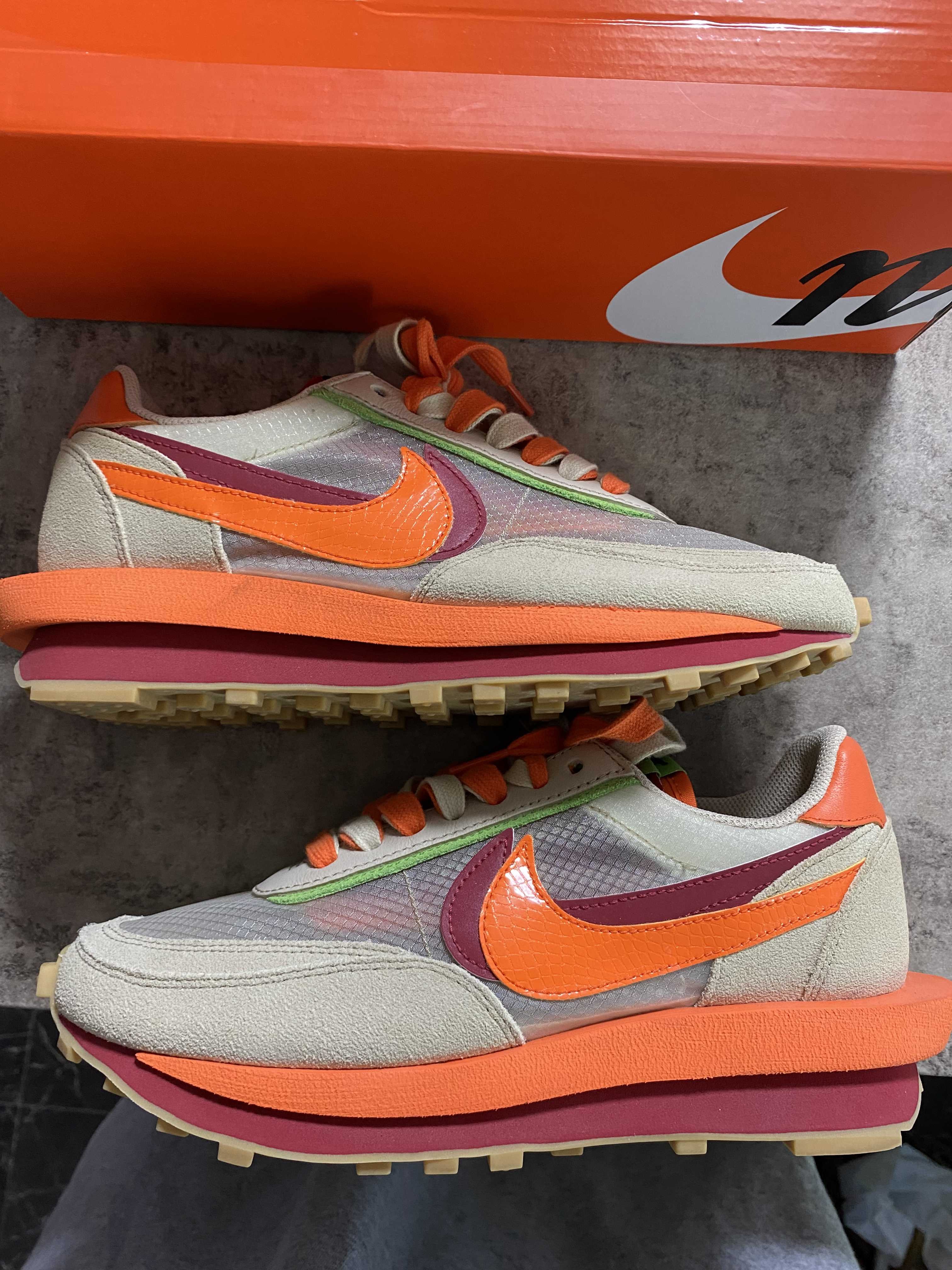 CLOT × Sacai × Nike LD Waffle "Orange Blaze"