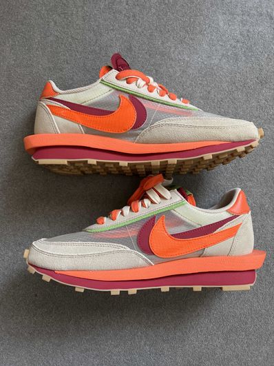 CLOT × Sacai × Nike LD Waffle "Orange Blaze"