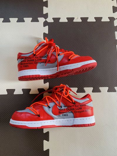 Off-White × Nike Dunk Low "University Red/Wolf Grey"