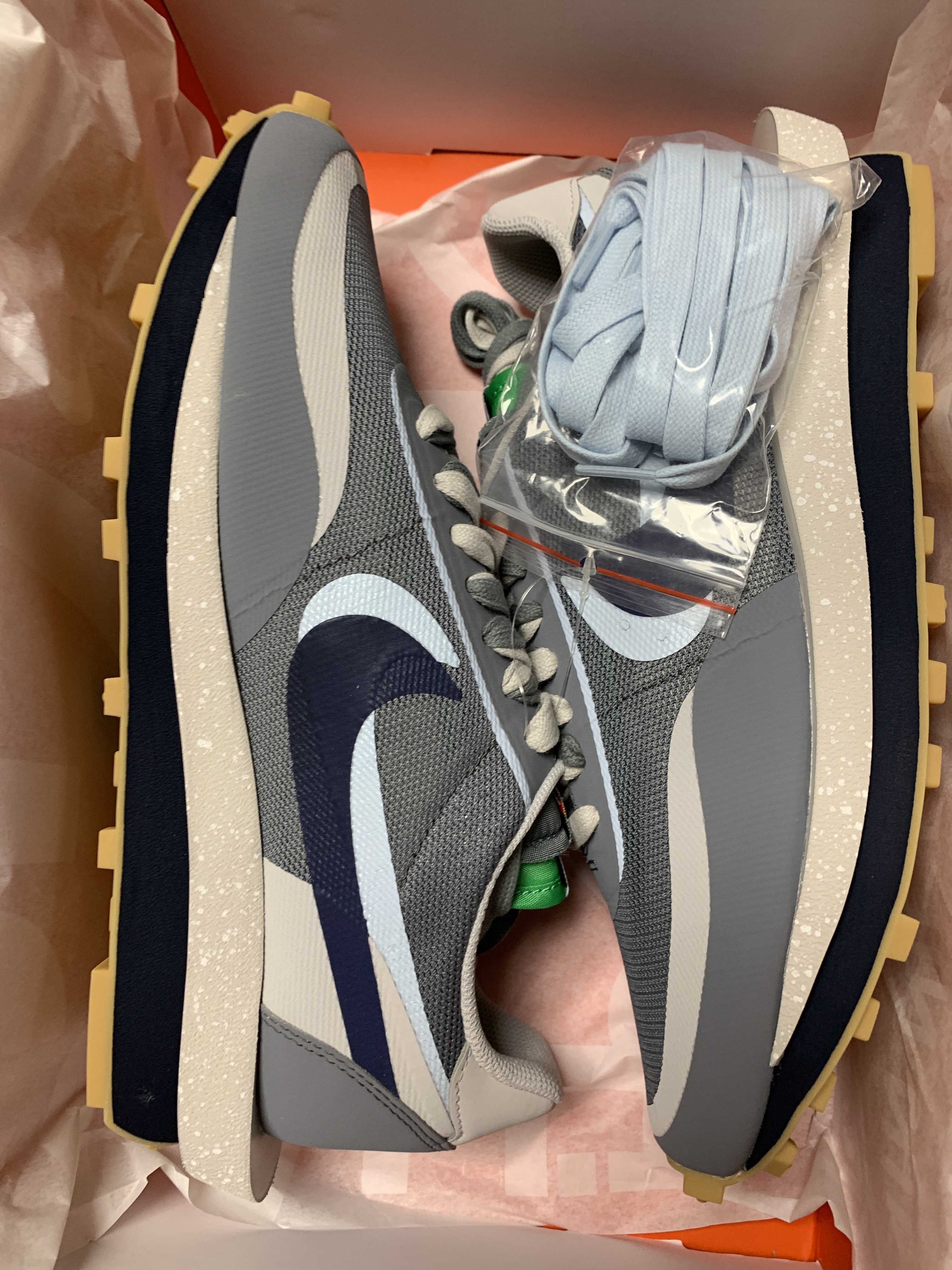 CLOT × Sacai × Nike LD Waffle "Grey Obsidian/Cool Grey"