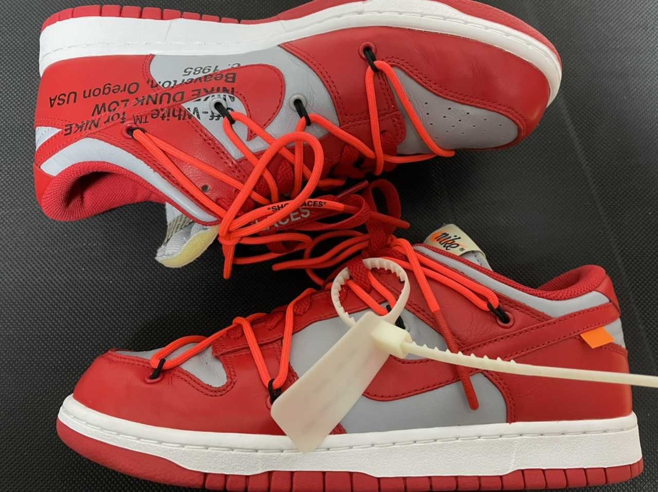 Off-White × Nike Dunk Low "University Red/Wolf Grey"