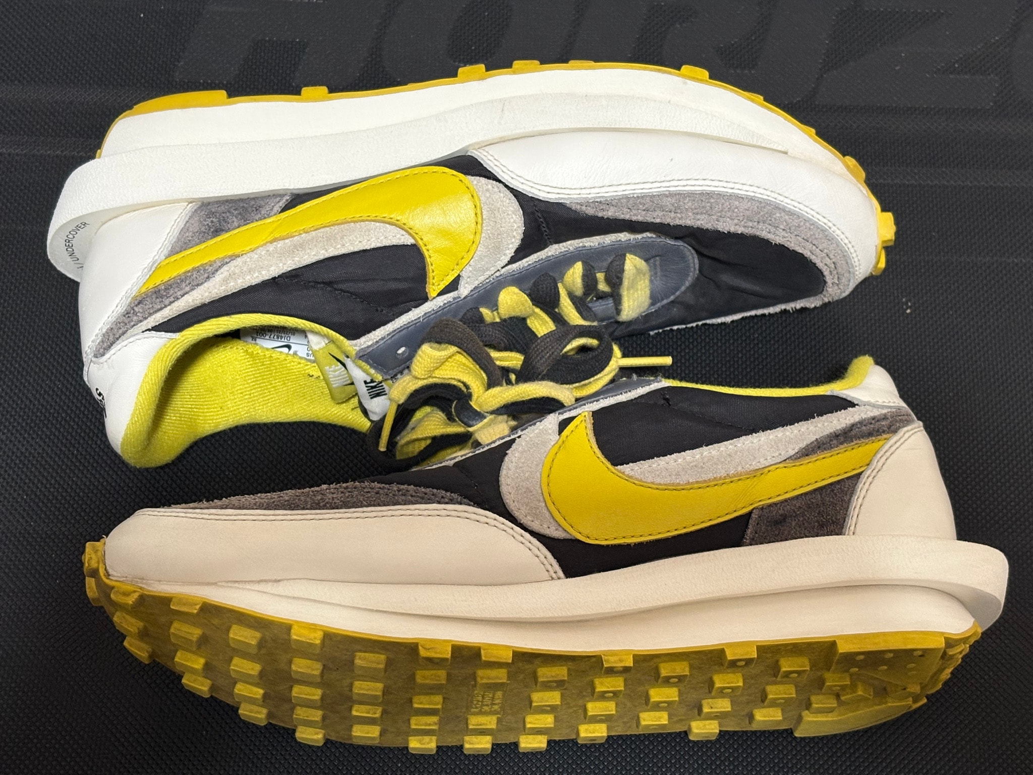 UNDERCOVER × sacai × Nike LD Waffle "Black/Sail-Dark Grey-Bright Citron"