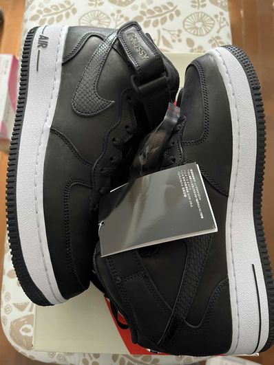 Stussy × Nike Air Force 1 Mid "Black/Black"