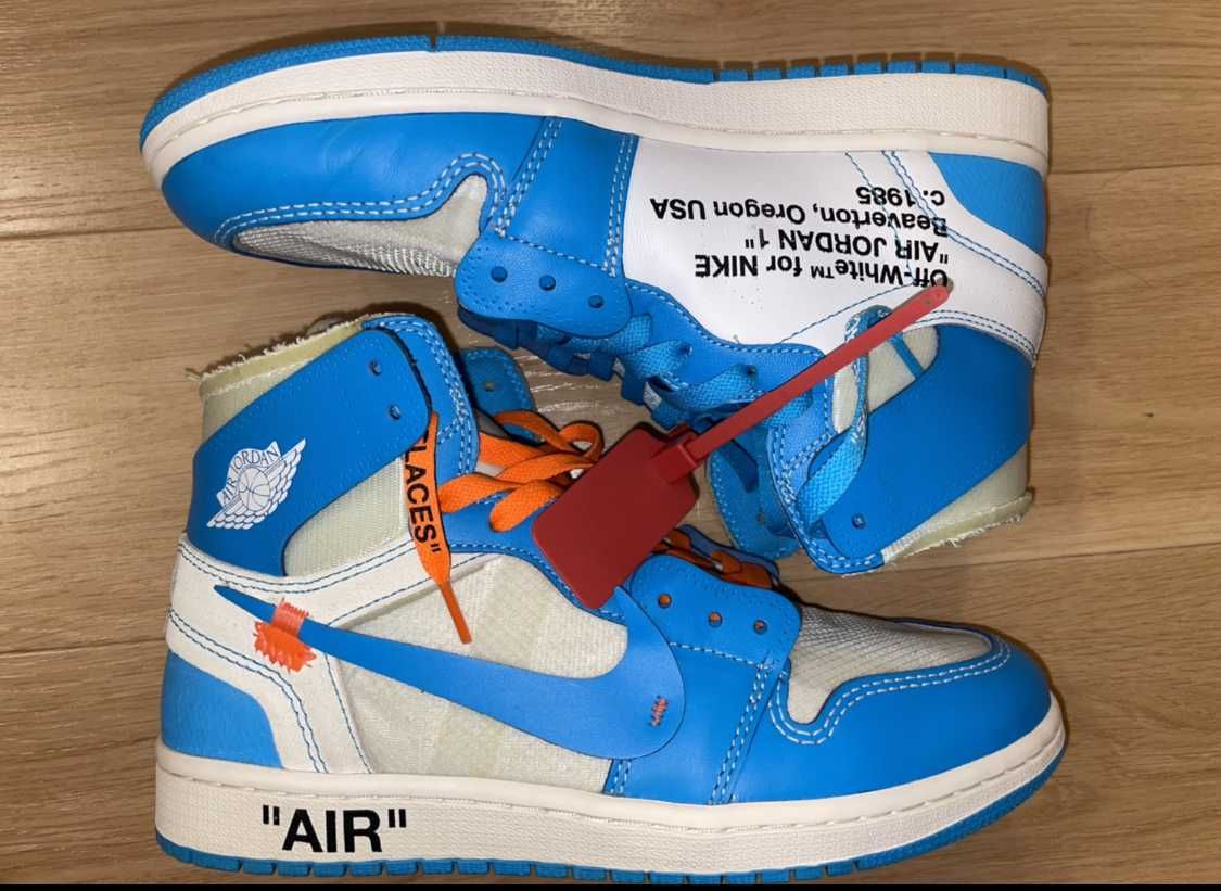 Off-White × Nike Air Jordan 1 High UNC "White/Dark Powder Blue"