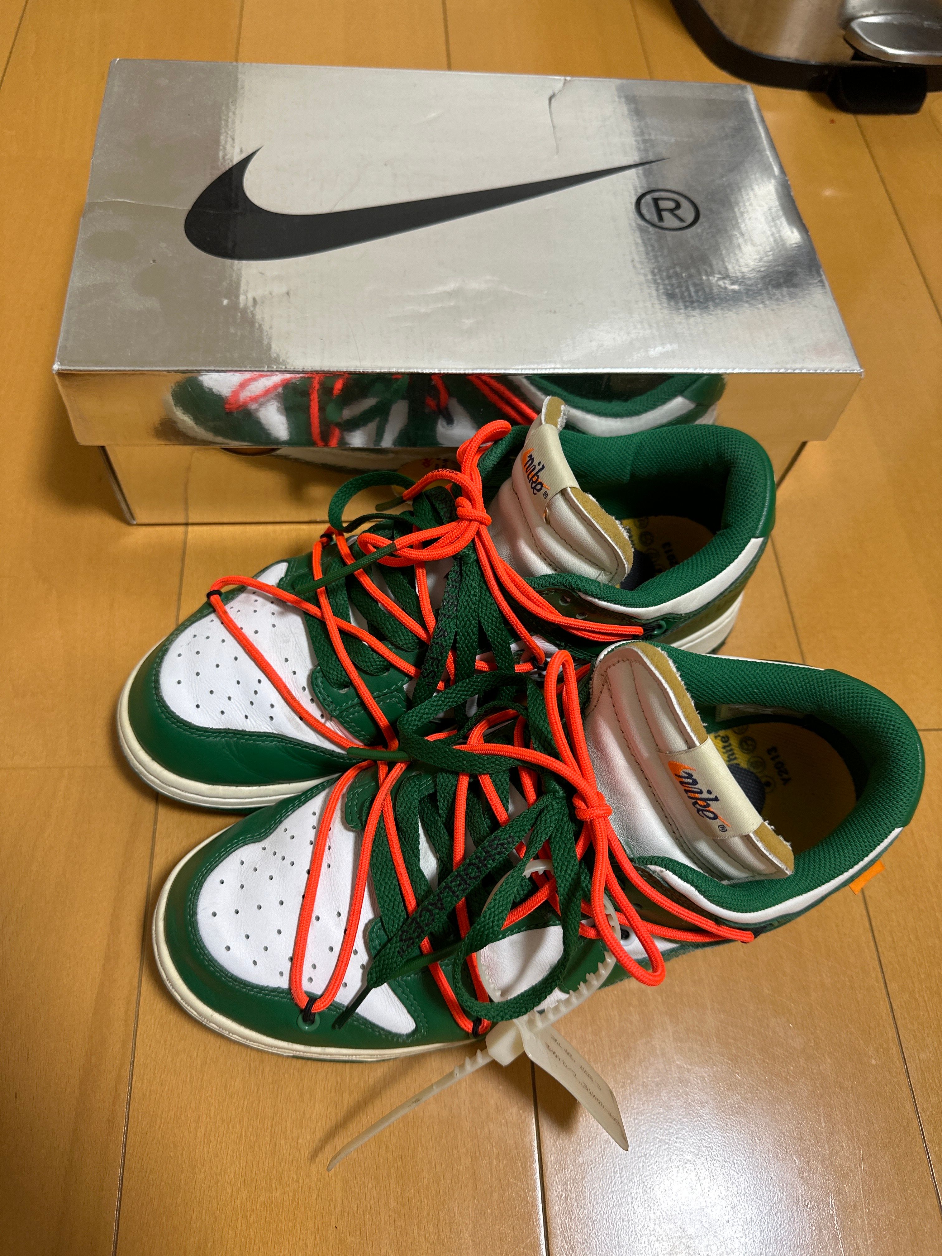 Off-White × Nike Dunk Low "White/Pine Green"