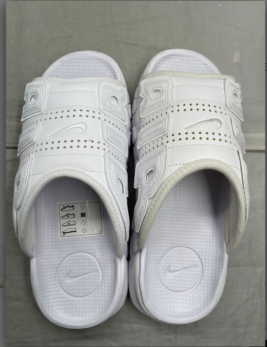 Nike Air More Uptempo Slide "Triple White" (FD9883-101/FD9884-101)