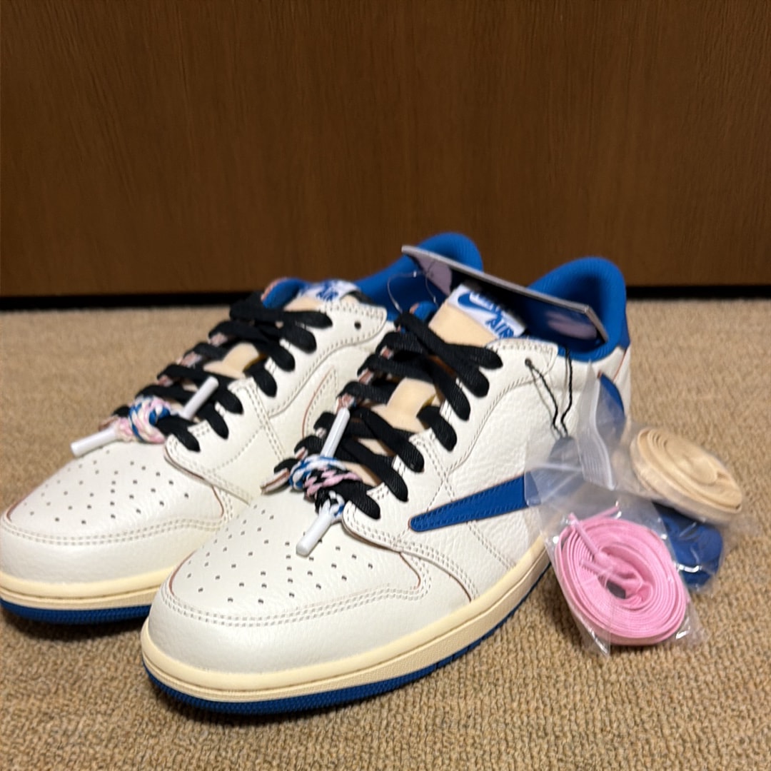 Travis Scott × fragment design × Nike Air Jordan 1 Low OG "Sail/Military Blue"