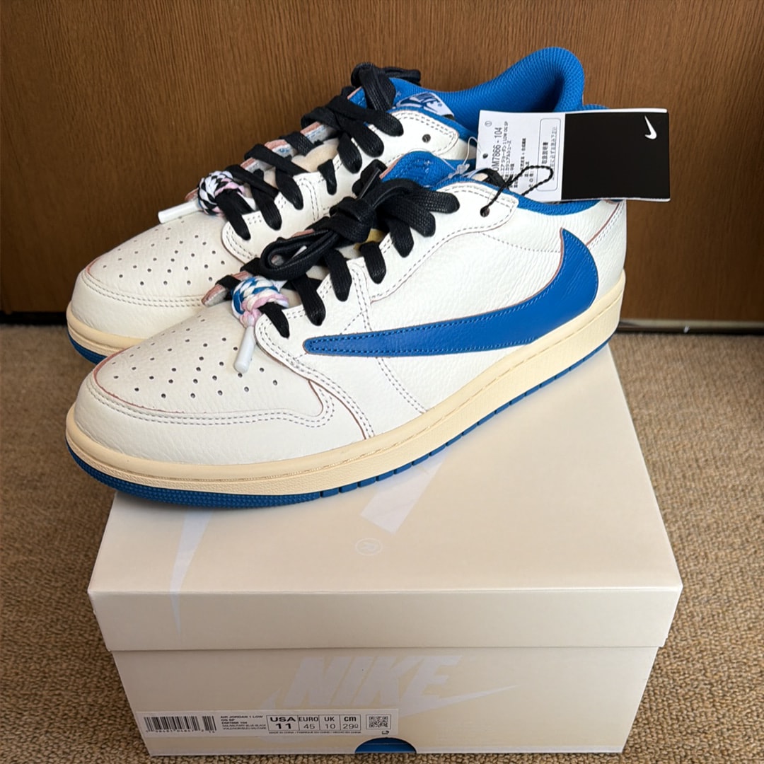 Travis Scott × fragment design × Nike Air Jordan 1 Low OG "Sail/Military Blue"