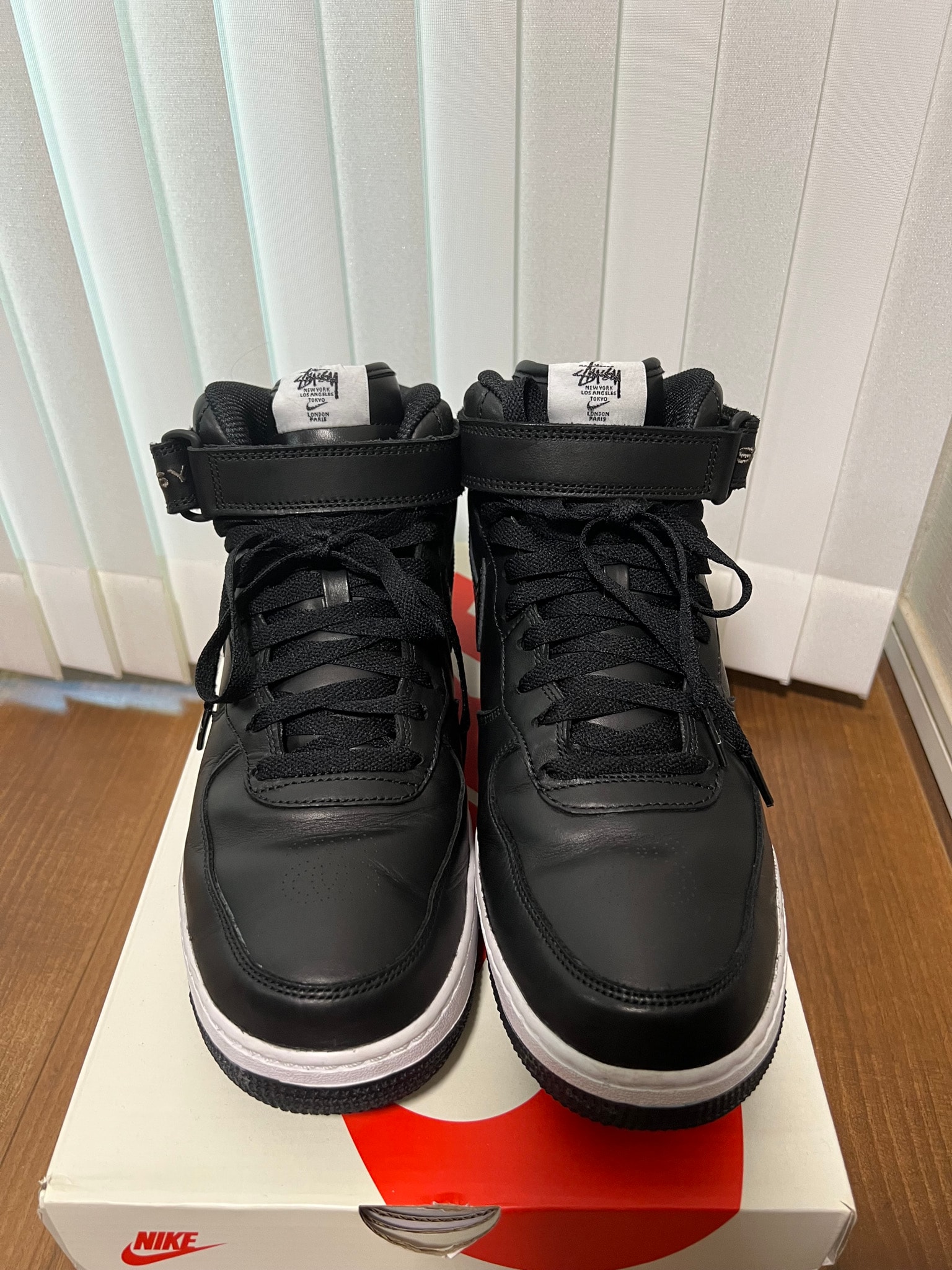 Stussy × Nike Air Force 1 Mid "Black/Black"