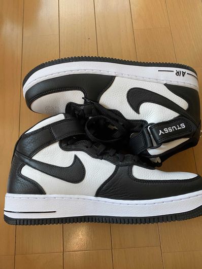 Stussy × Nike Air Force 1 Mid "Black and Light Bone"