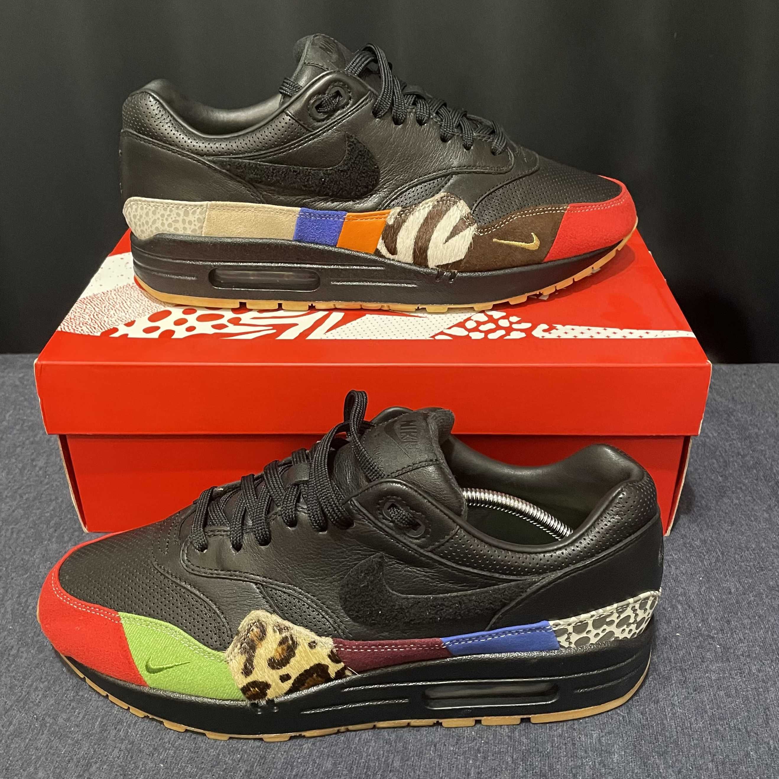 NIKE AIR MAX 1 MASTER "BLACK/BLACK-UNIVERSITY RED-INTERNATIONAL BLUE"